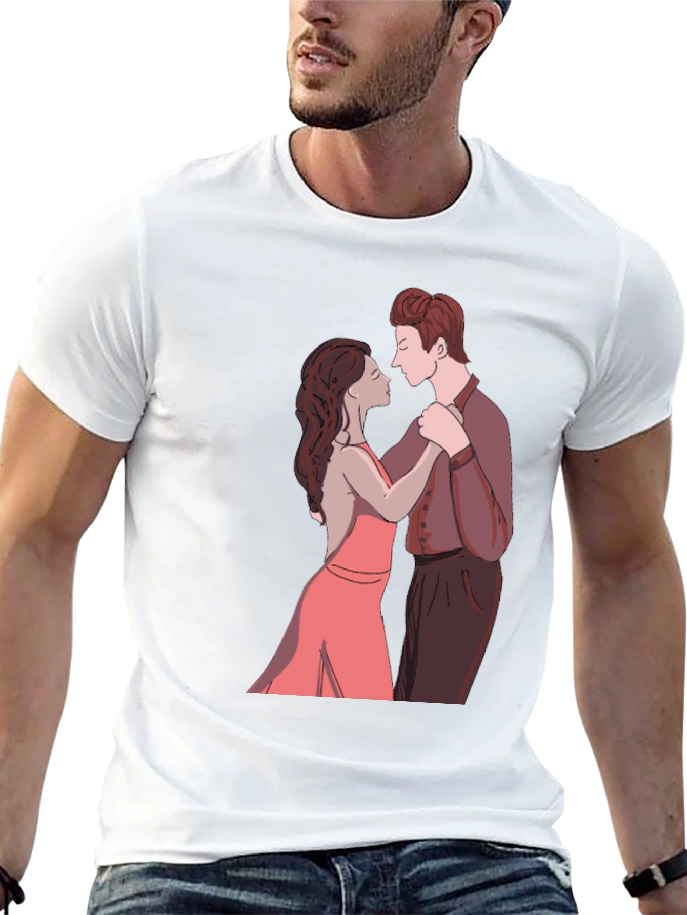 Black Romantic Dance Graphic Tee - Stylish Black T-Shirt view 13
