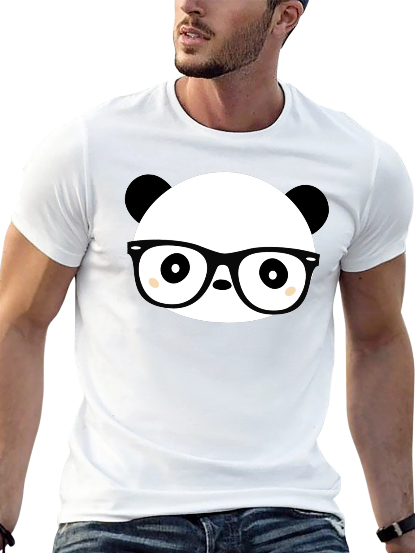 Black Panda Nerd T-Shirt - Black Cotton Graphic Tee view 13