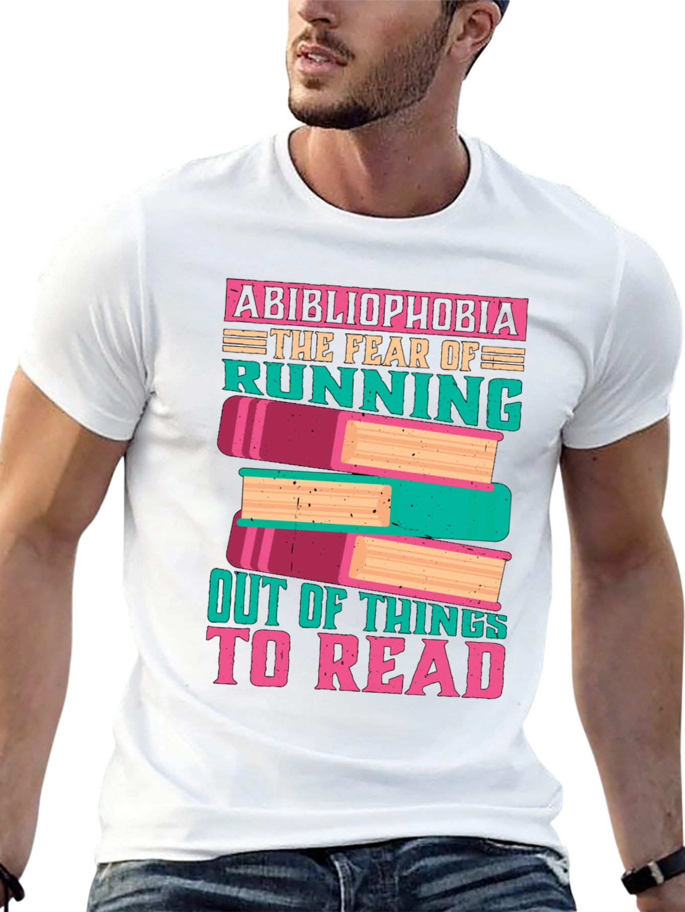 Black Abibliophobia Funny Book Lover T-Shirt view 13