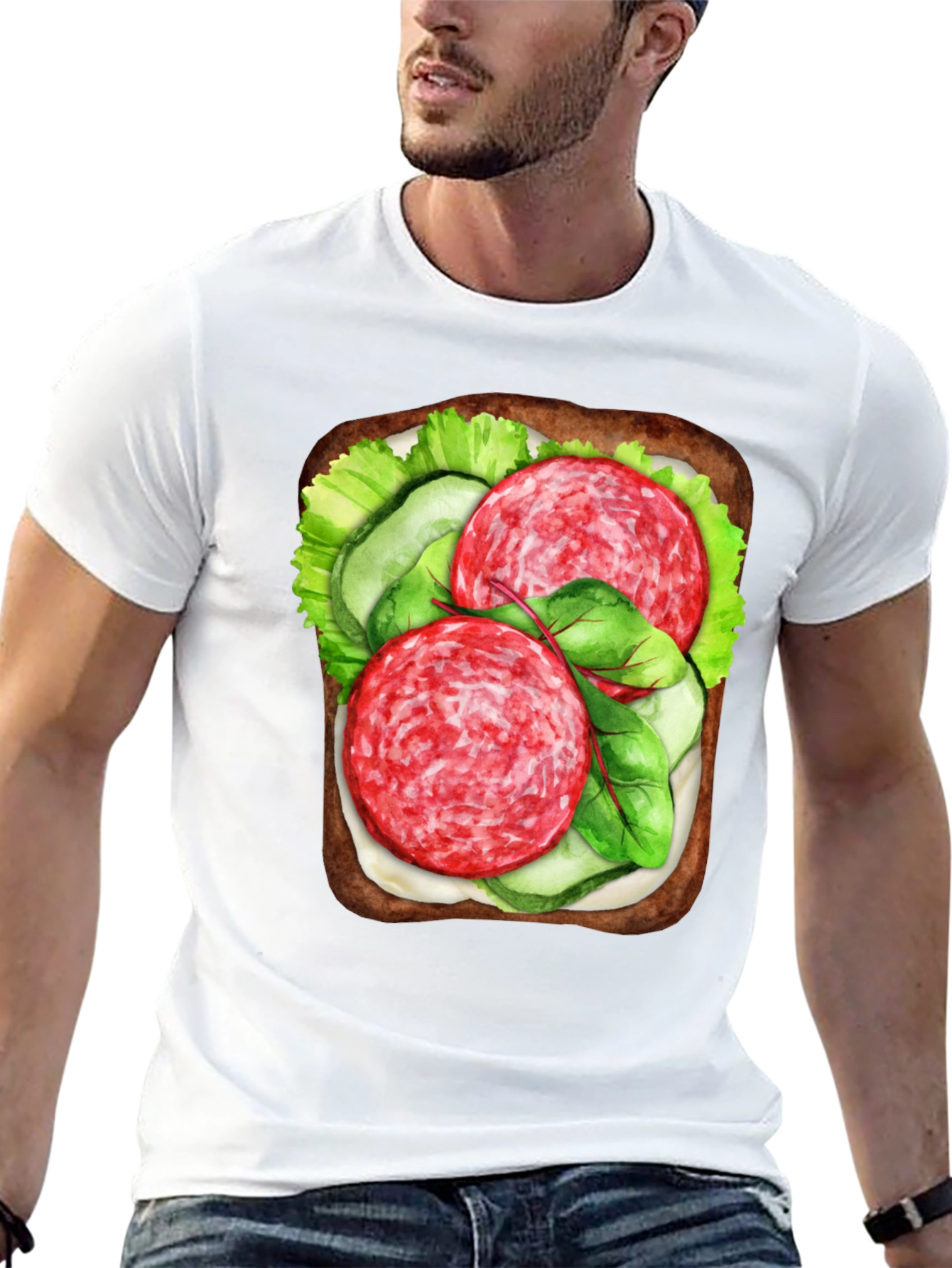 Black Funny Sandwich Graphic Tee - Foodie T-Shirt view 13