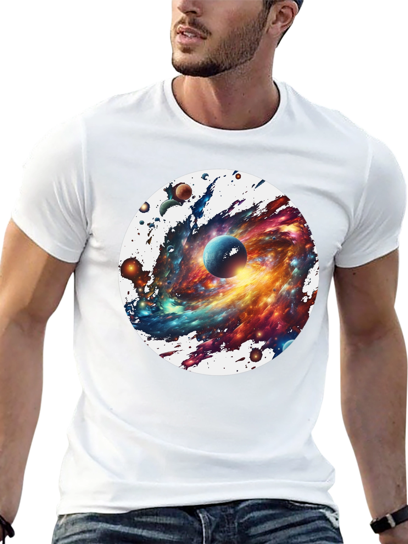 Black Galaxy Blast T-Shirt - Space Print Tee view 13