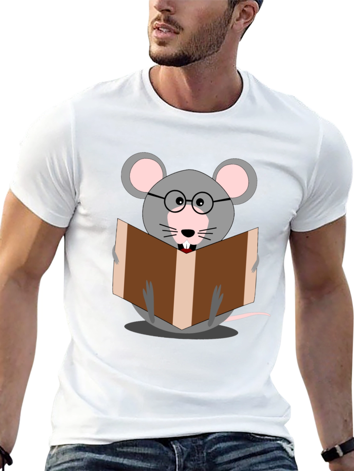 Black Bookworm Mouse Graphic Tee - Read in Style view 13
