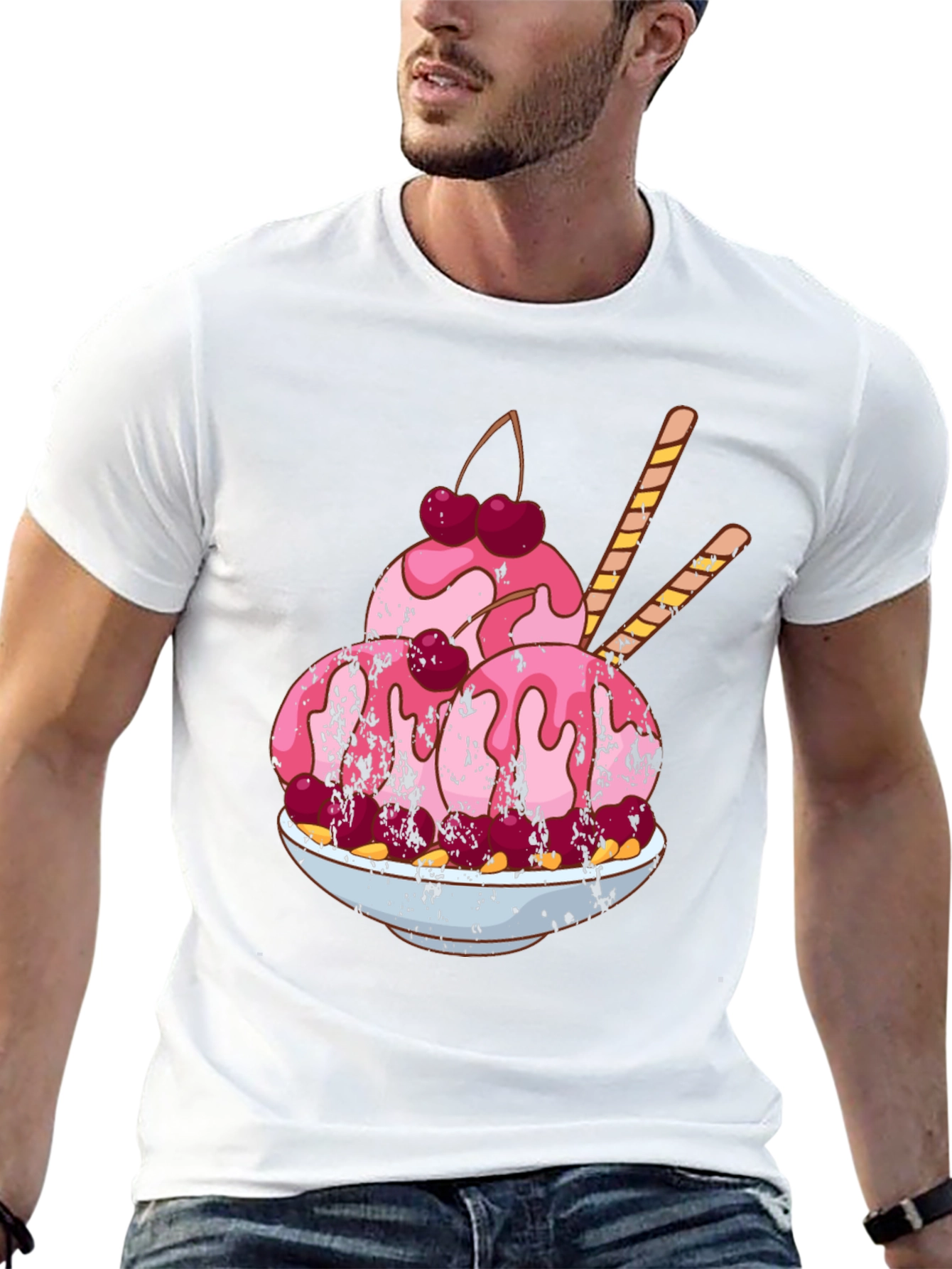 Black Ice Cream Sundae Graphic T-Shirt - Fun Foodie Tee view 13