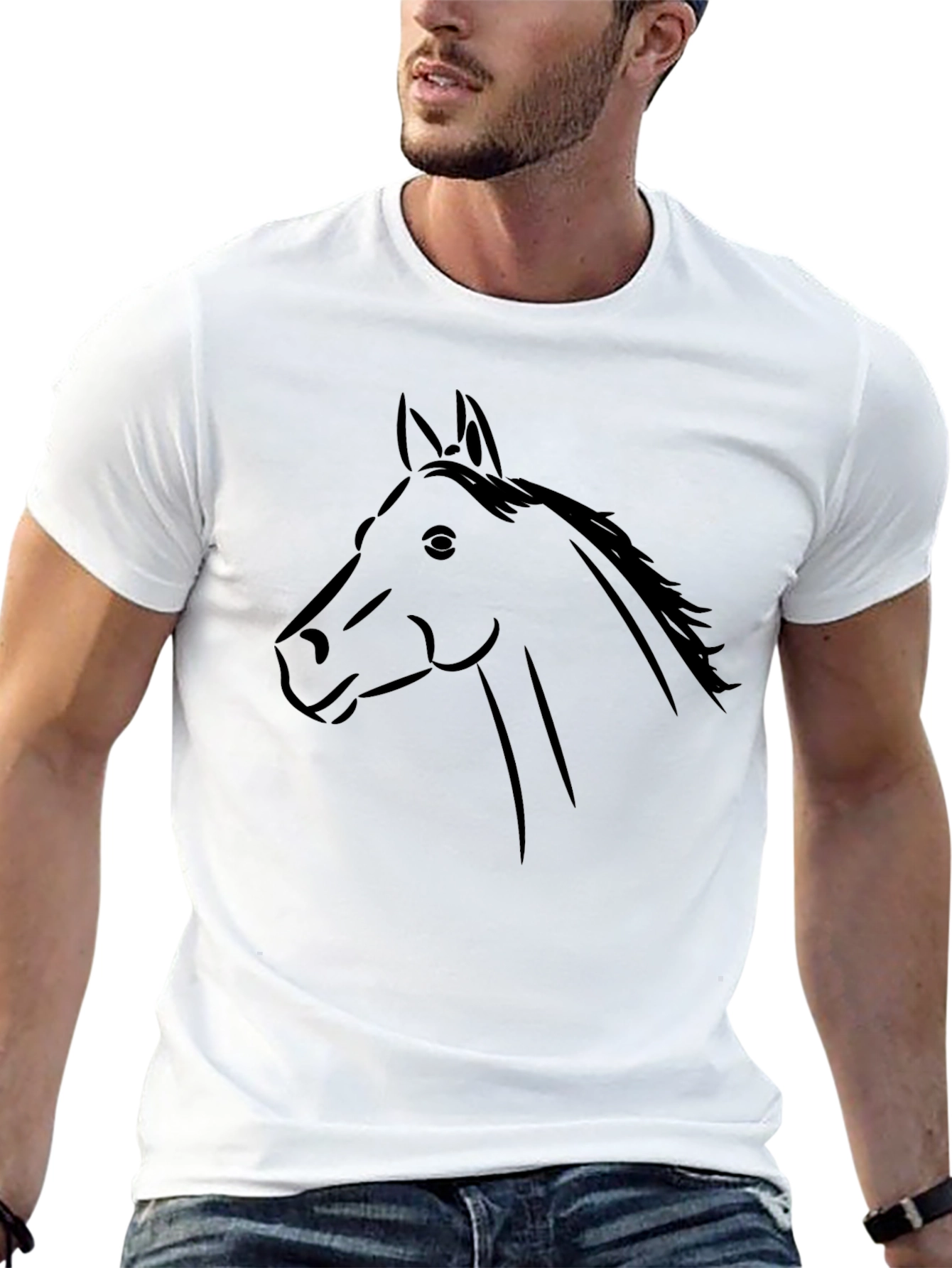 Black Black Horse Graphic Tee - Stylish Animal Print Shirt view 13
