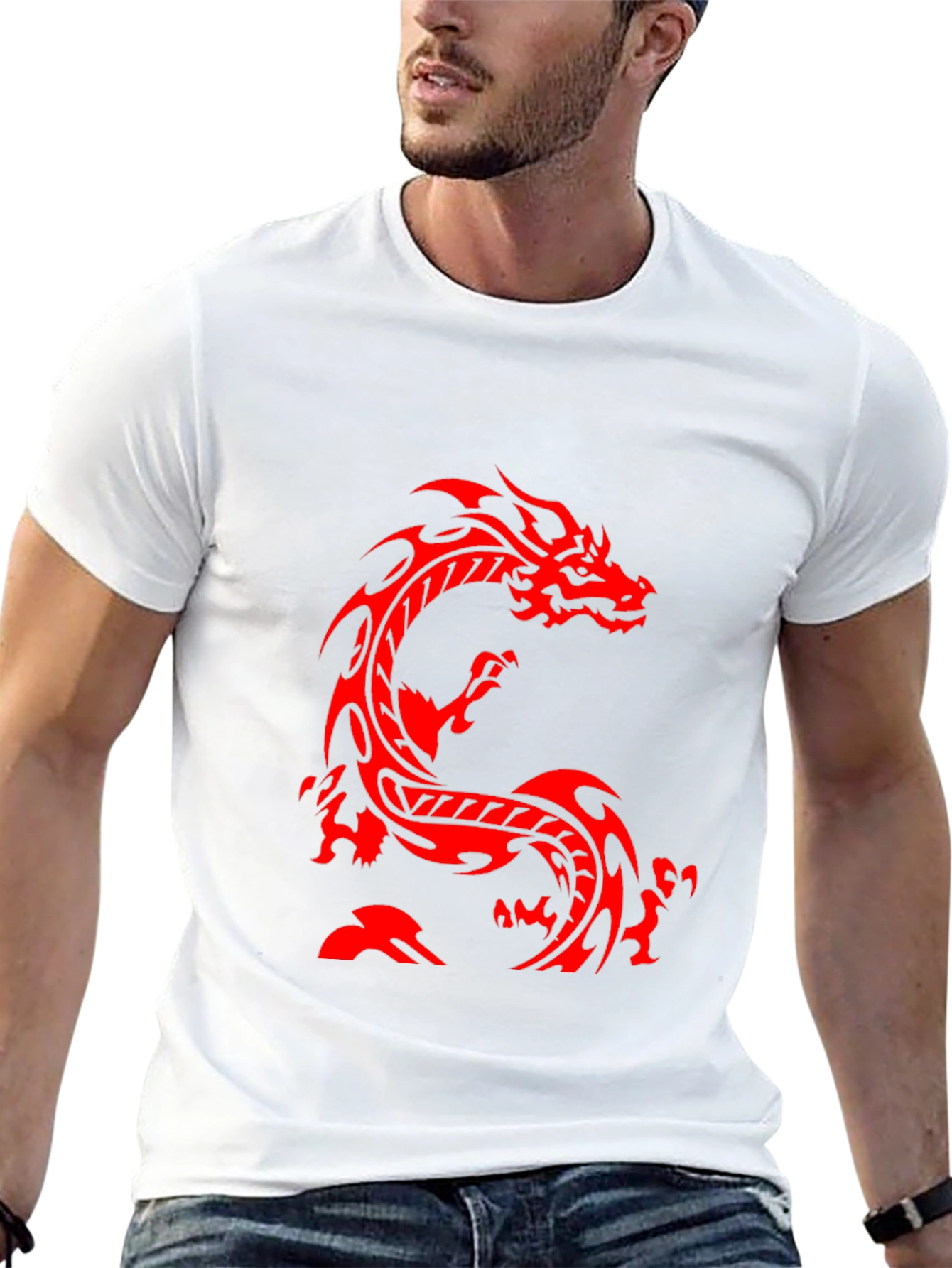 Black Red Dragon Graphic Black T-Shirt - Casual Style view 13