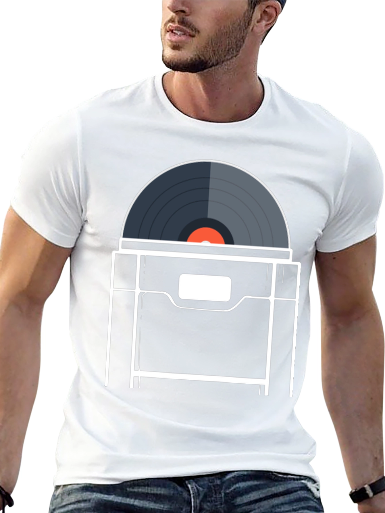 Black Vintage Vinyl Record Player T-Shirt - Retro Music Tee view 13