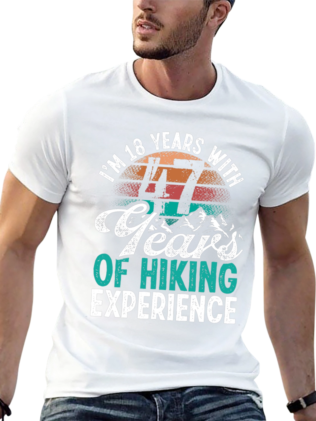 Black Hiking Experience T-Shirt - "I'm 18 Years With 47 Years of Hiking" view 13