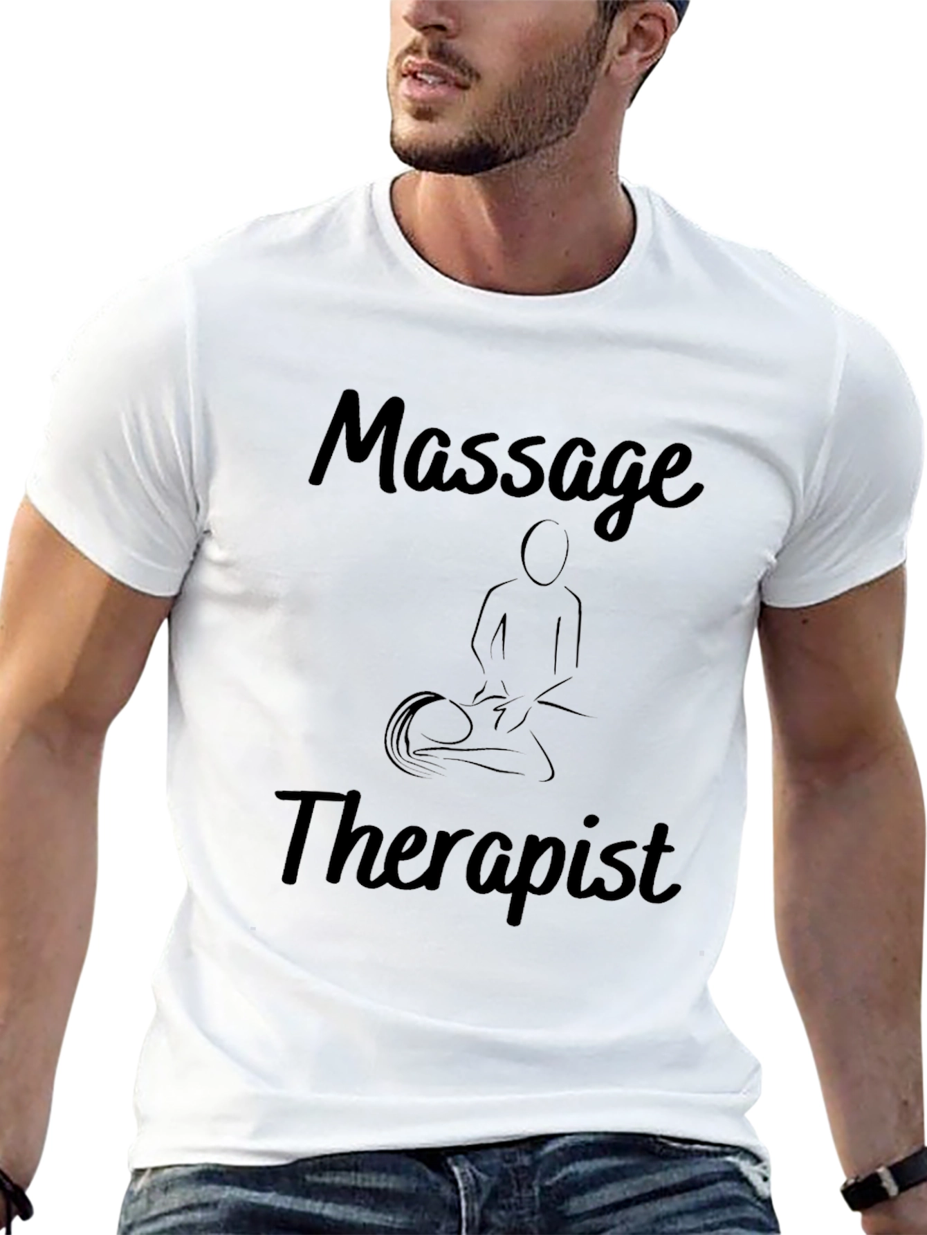 Black Massage Therapist Black Graphic T-Shirt view 13