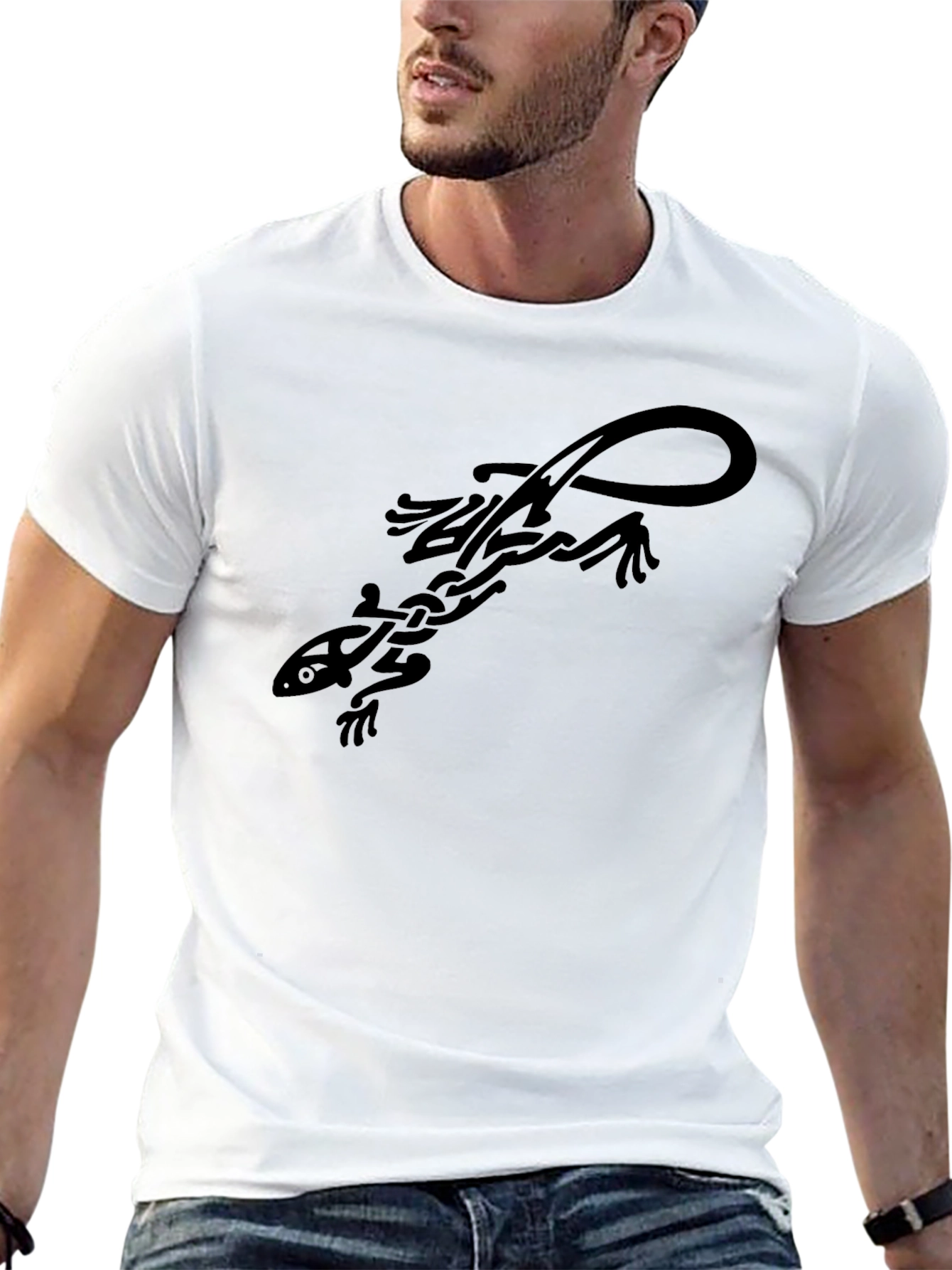 Black Tribal Lizard Graphic Tee - Cool Casual Style view 13