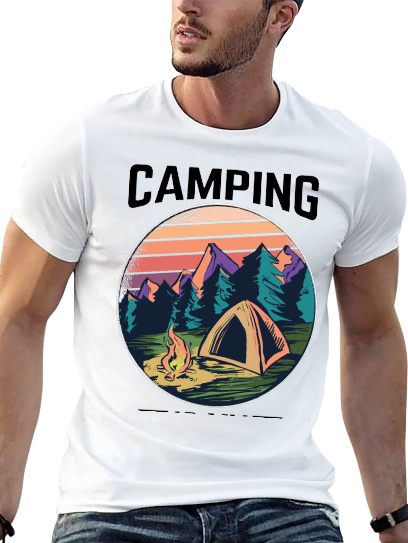 Black Camping Graphic Tee - Nature Adventure Shirt view 13