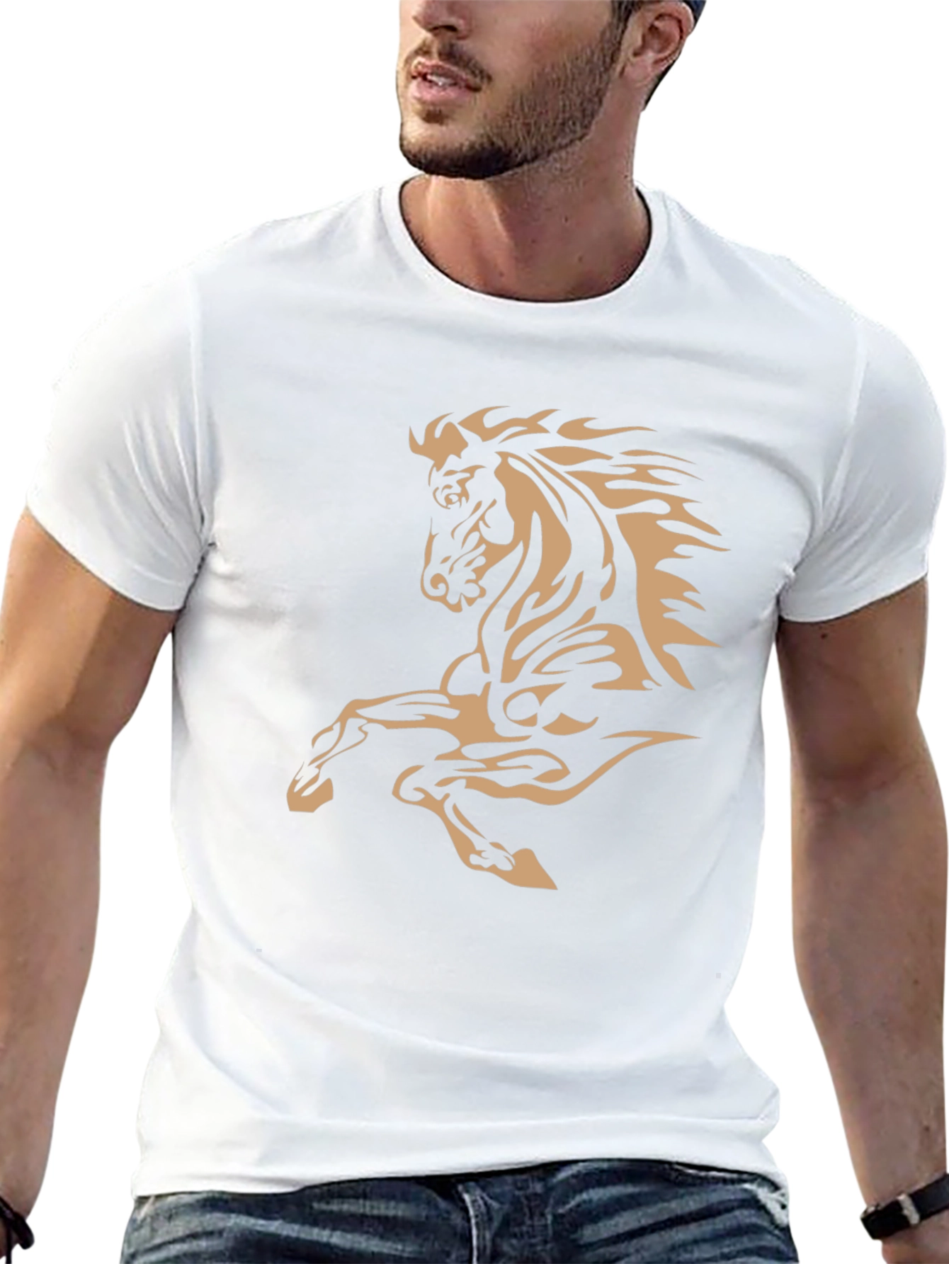 Black Black T-Shirt with Horse Design view 13
