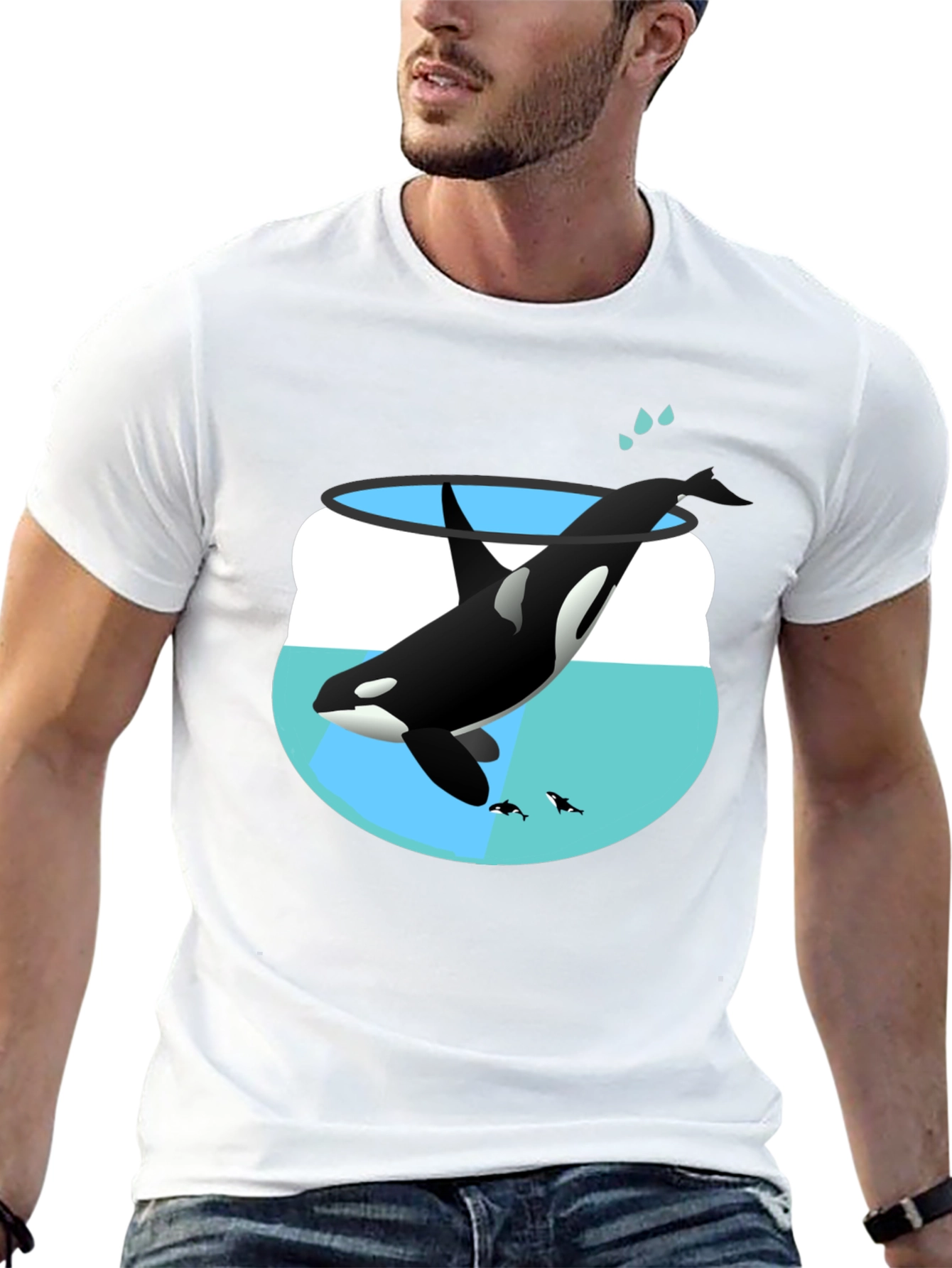 Black Orca in a Fishbowl Graphic T-Shirt view 13