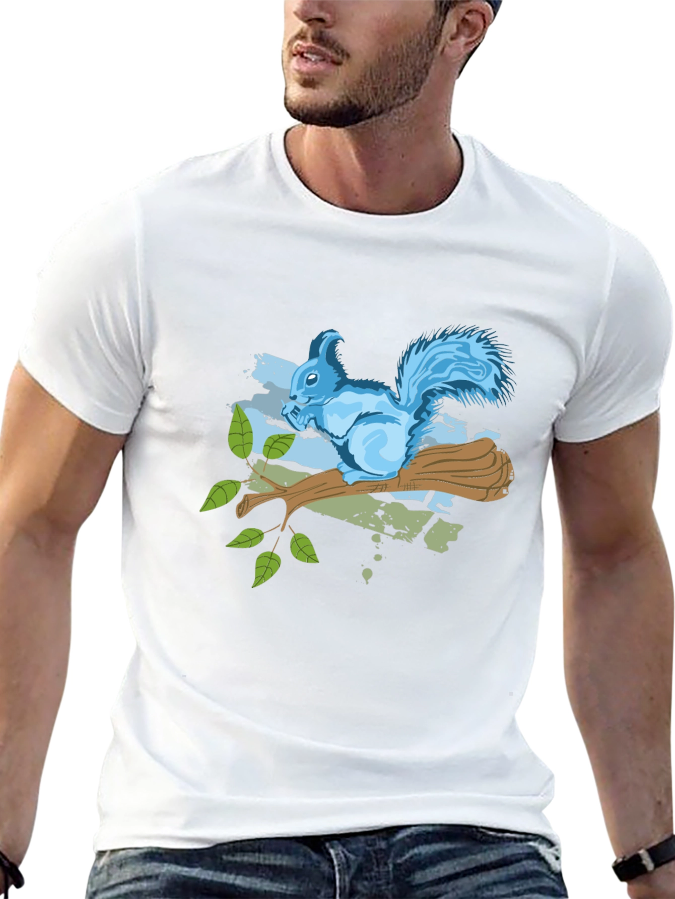 Black Squirrel on Branch Graphic Tee - Black view 13