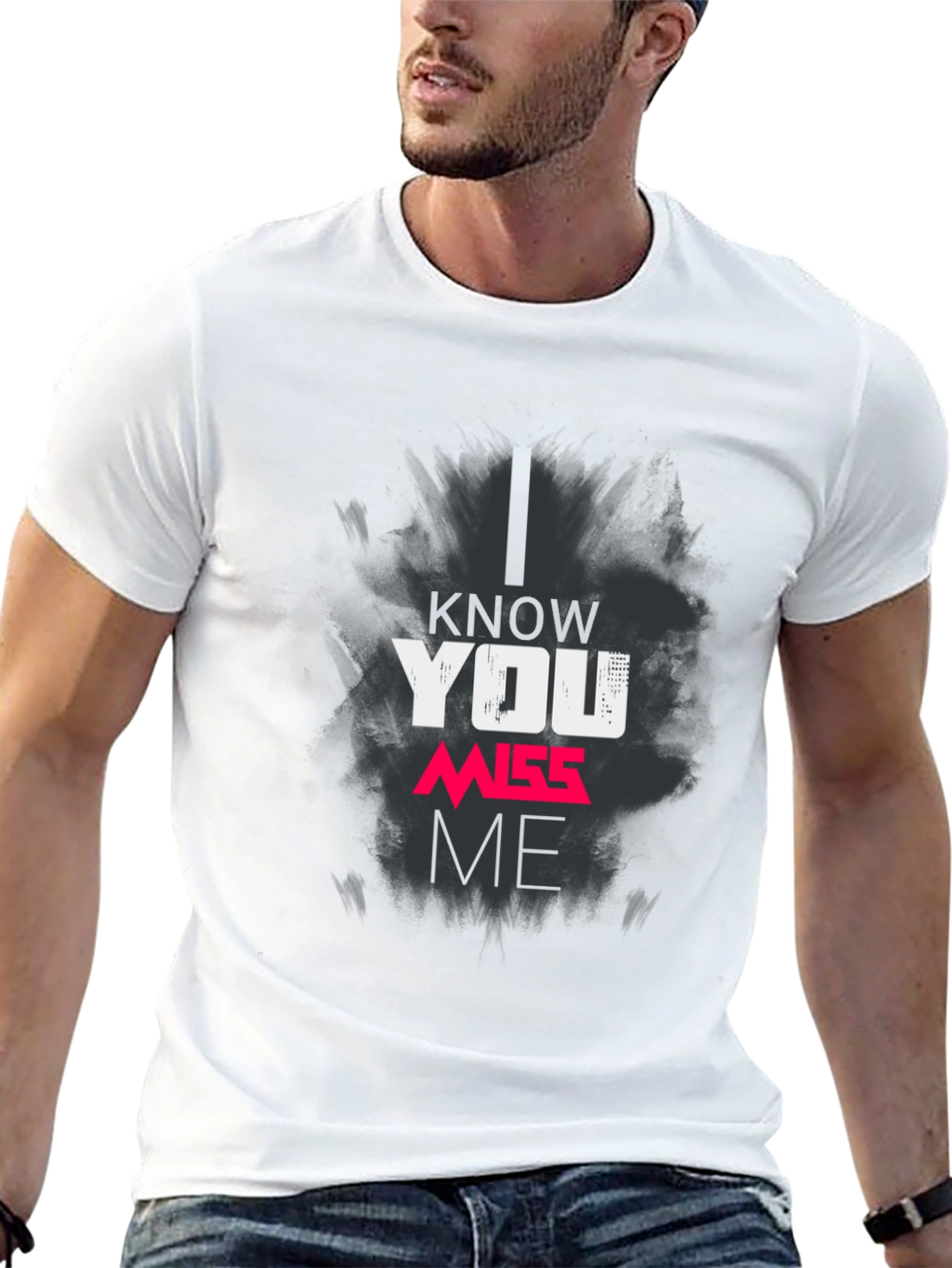 Black I Know You Miss Me Graphic Print Black T-Shirt view 13