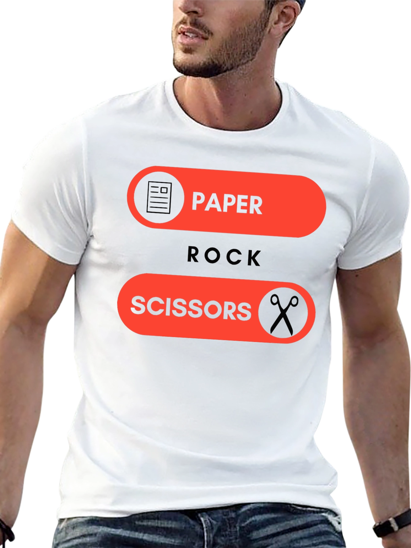 Black Paper Rock Scissors Graphic Tee - Fun Casual Wear view 13