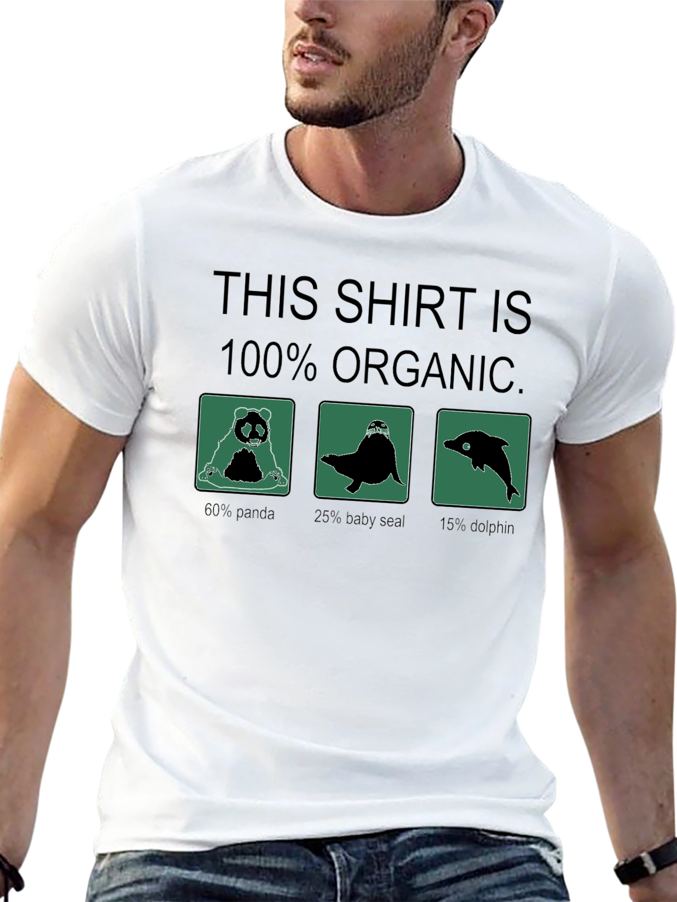 Black 100% Organic Funny Animal T-Shirt view 13
