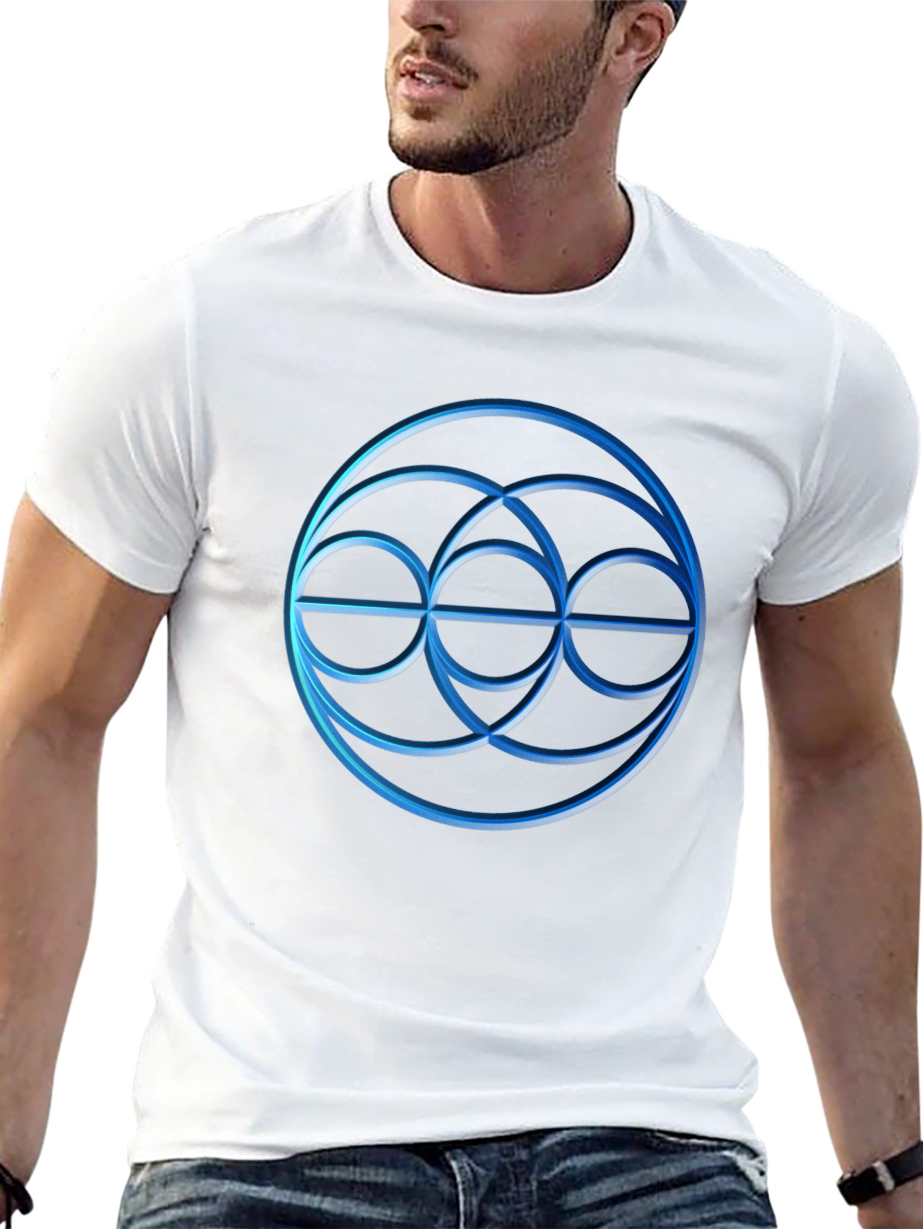 Black Geometric Circle Graphic Tee - Stylish Menswear view 13