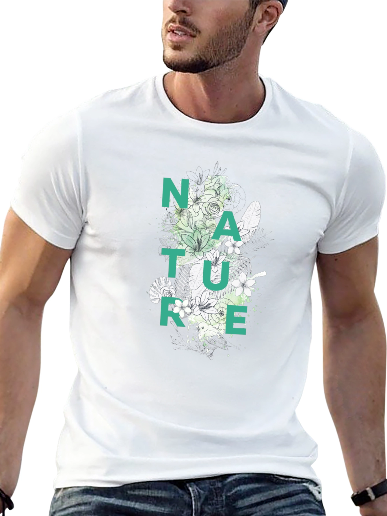 Black Nature Graphic Print Black T-Shirt view 13