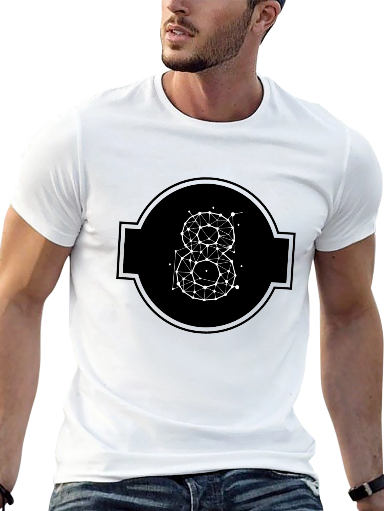 Black Geometric 8 Design T-Shirt view 13