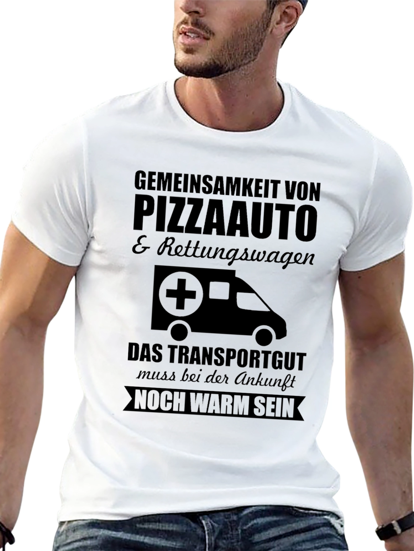Black Pizza Ambulance T-Shirt - Must Arrive Warm view 13