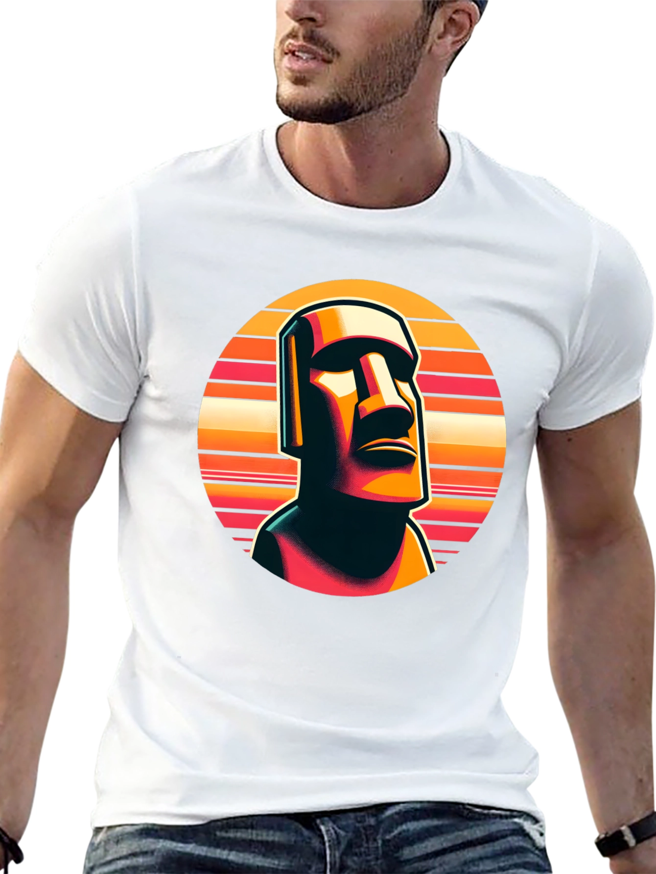 Black Moai Statue Graphic Tee - Retro Style view 13