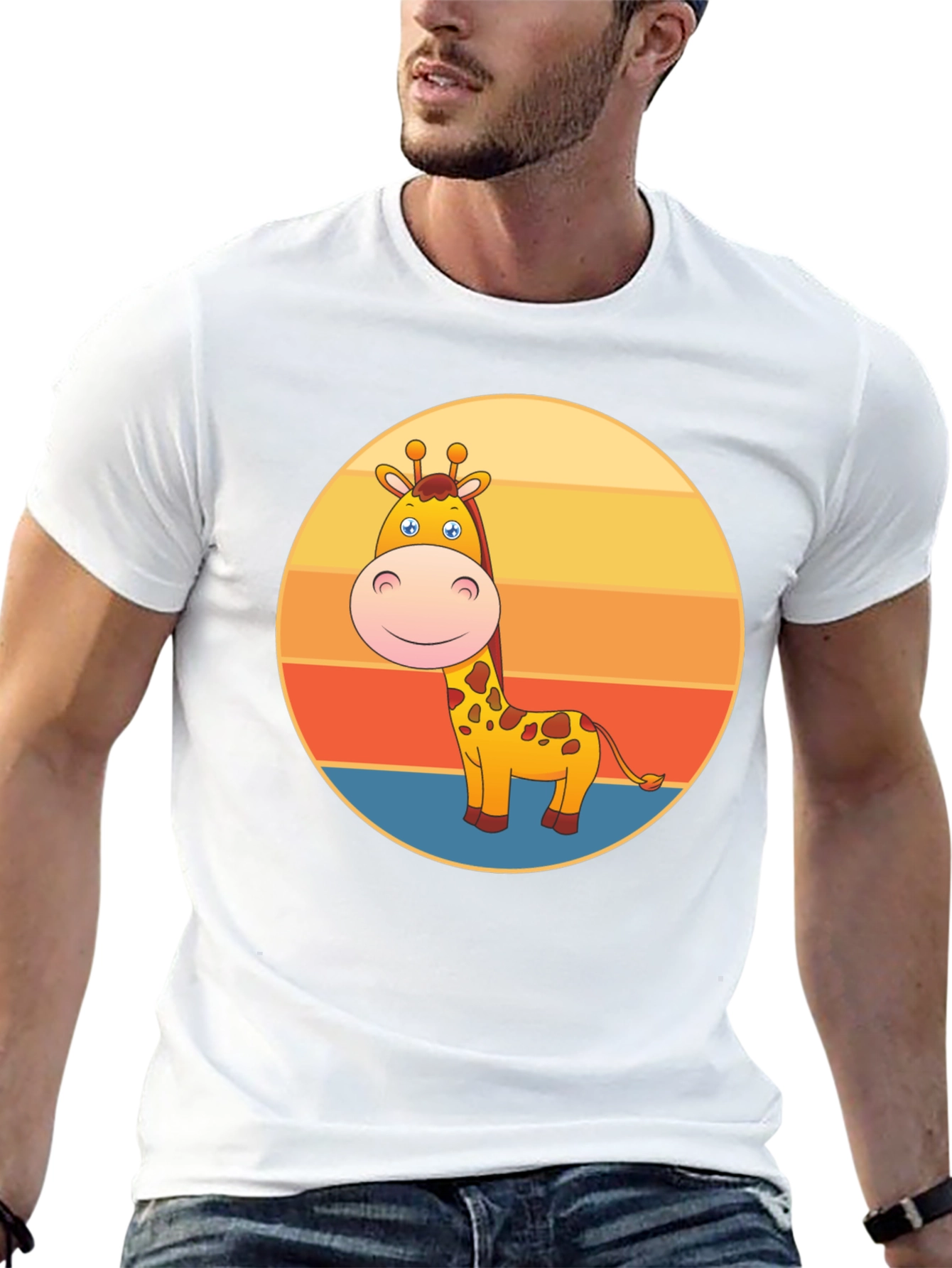 Black Giraffe Sunset Graphic Tee - Fun Animal T-Shirt view 13