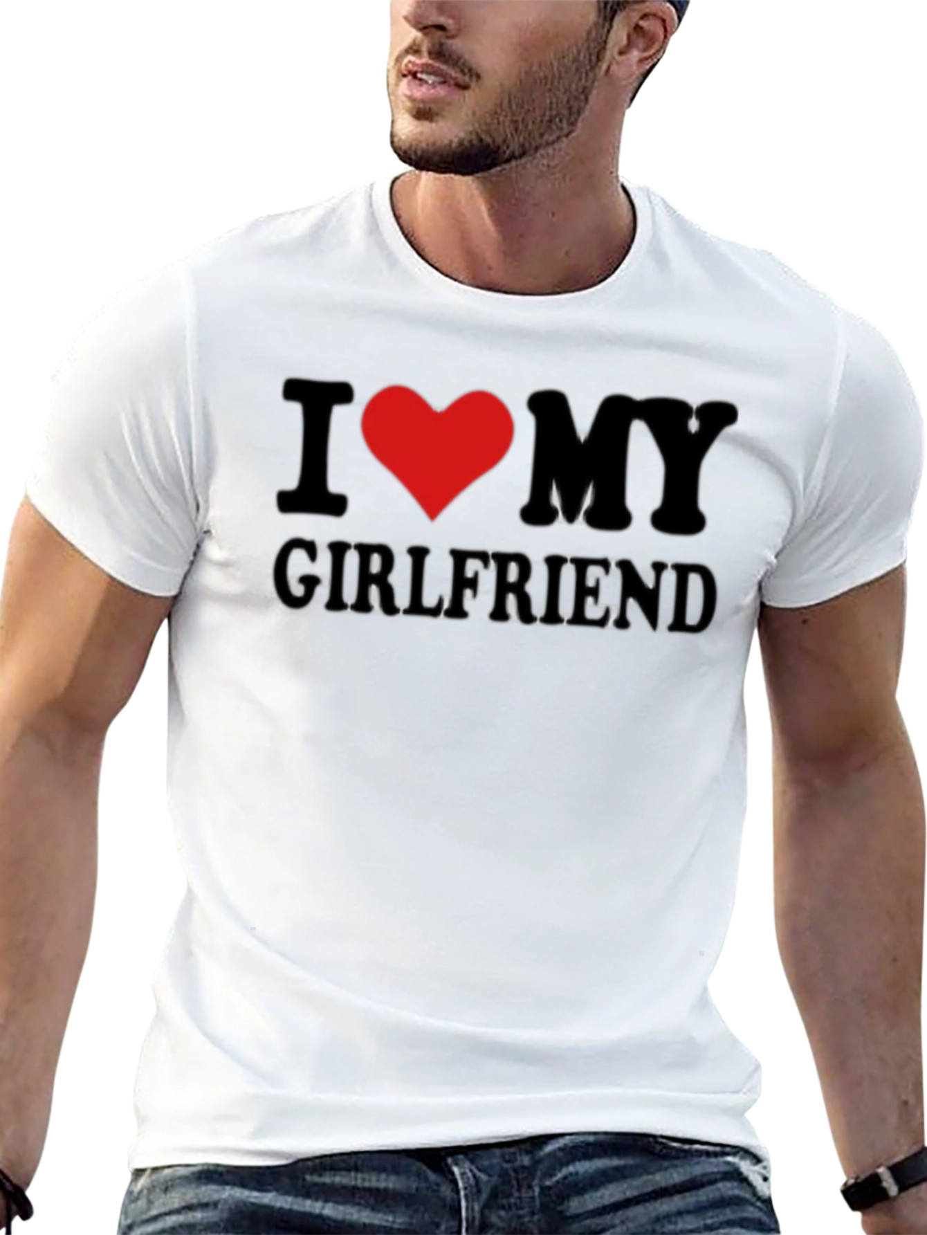 Black I Heart My Girlfriend T-Shirt - Black Crew Neck Tee view 13