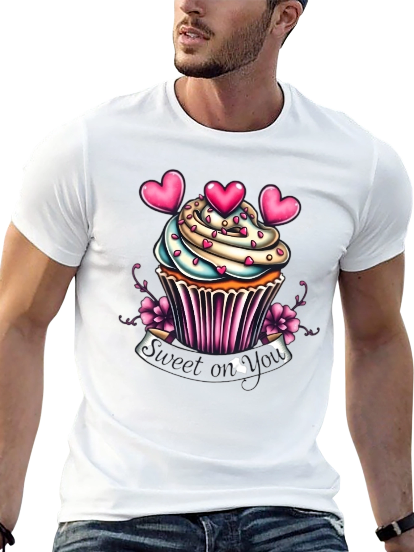 Black Sweet On You Cupcake Graphic T-Shirt view 13