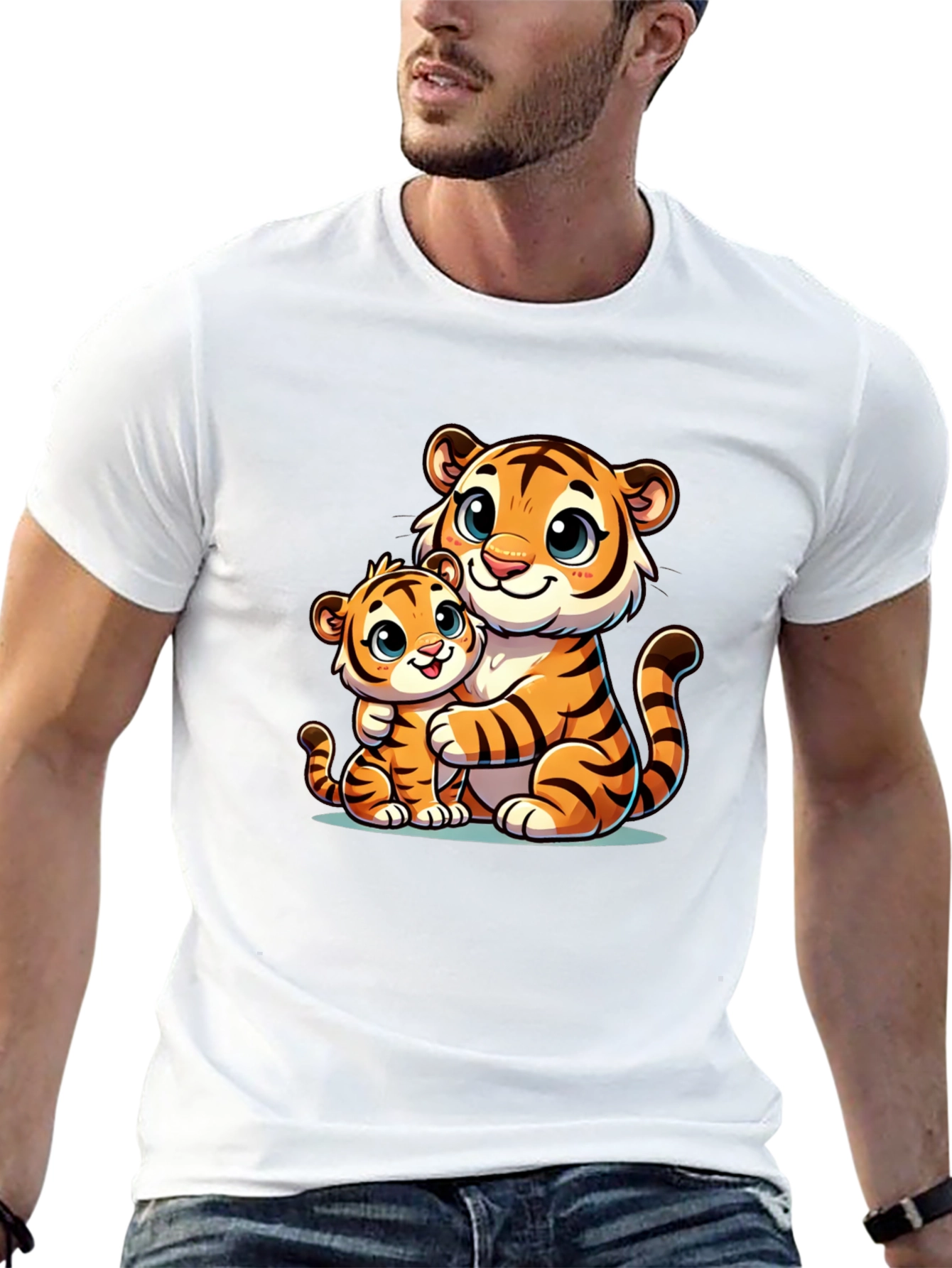 Black Cute Tiger Family Black T-Shirt view 13
