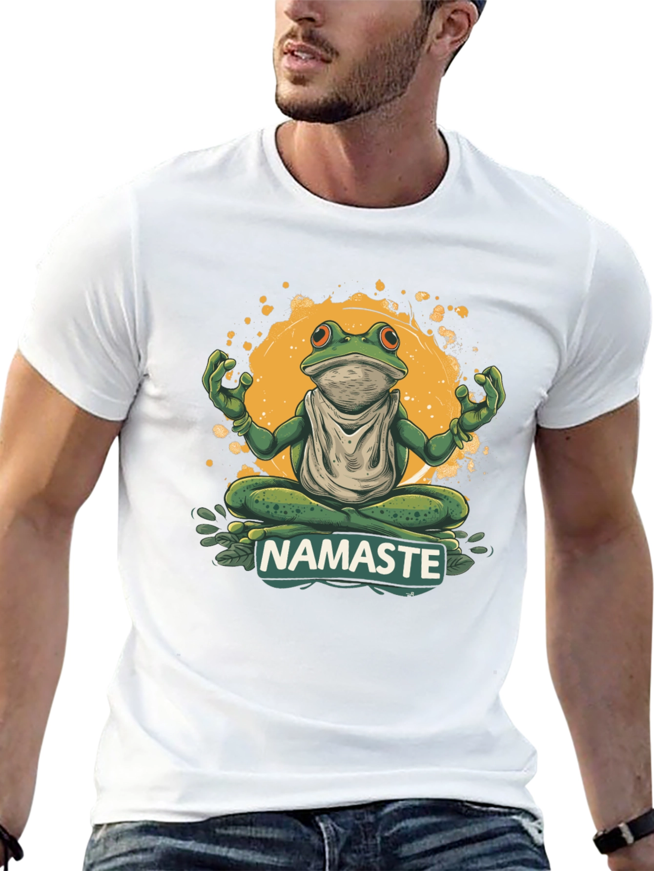 Black Namaste Frog Graphic Tee - Zen Meditation Humor view 13
