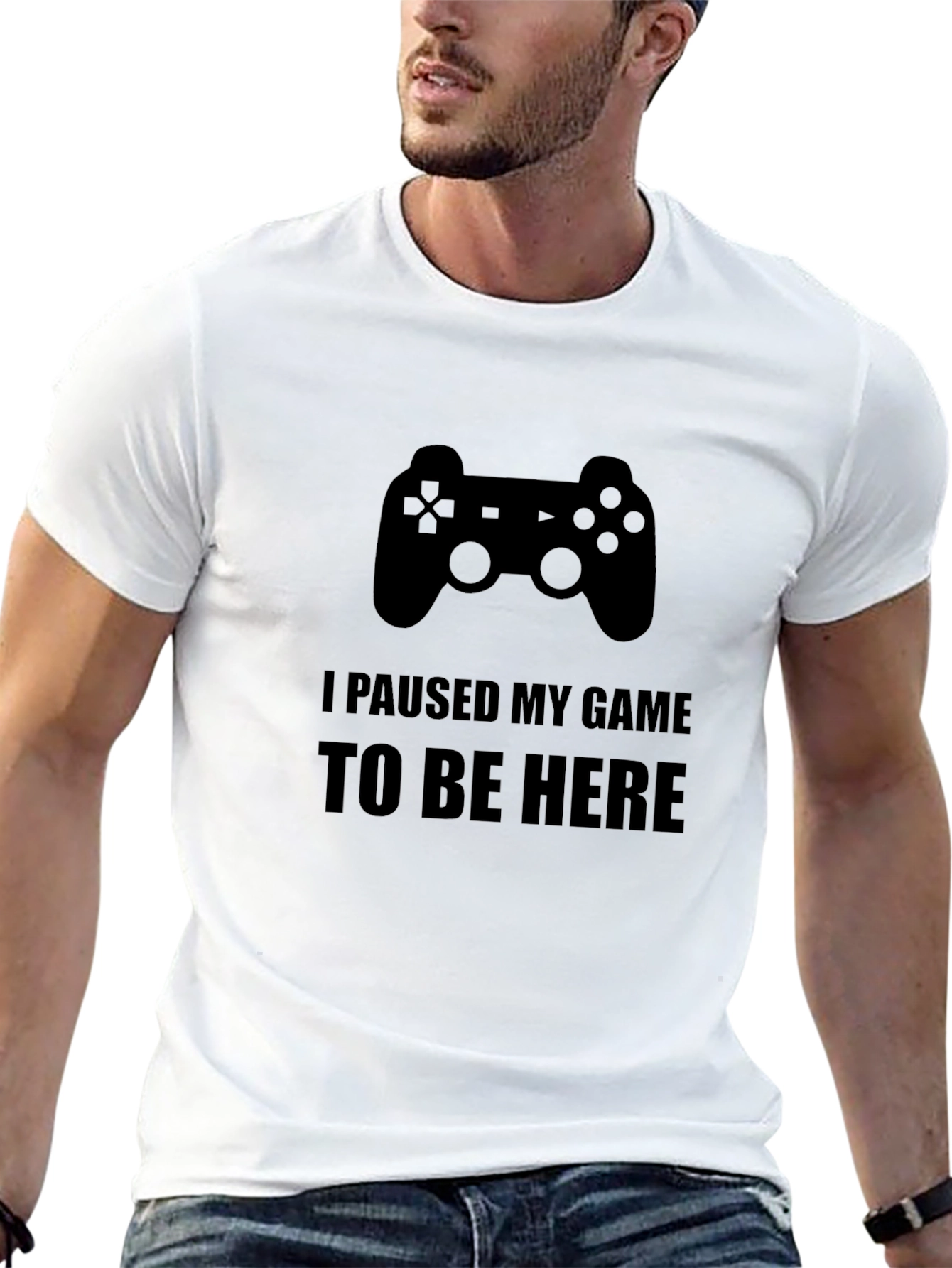 Black Gamer T-Shirt - I Paused My Game To Be Here view 13