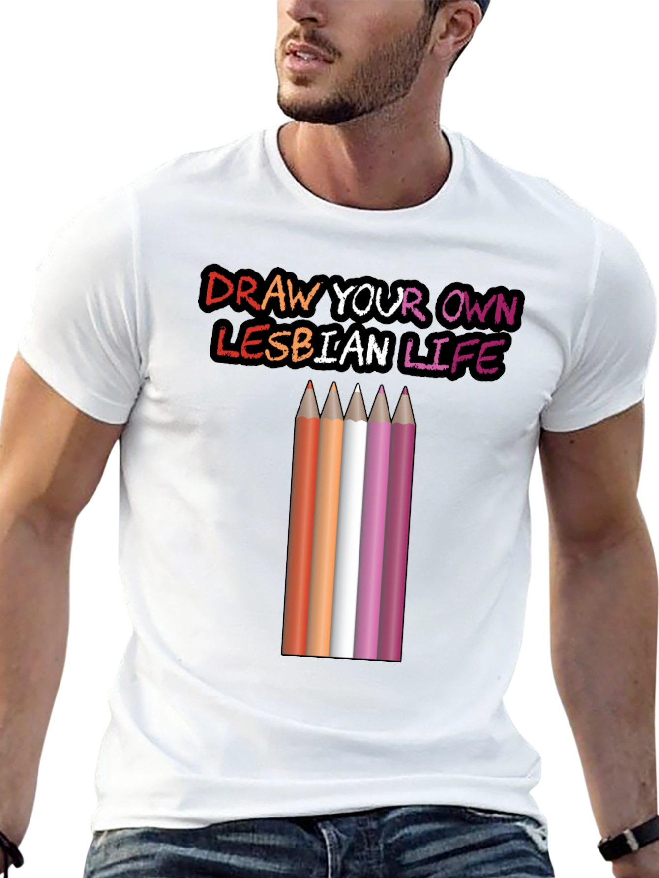 Black Draw Your Own Lesbian Life T-Shirt view 13