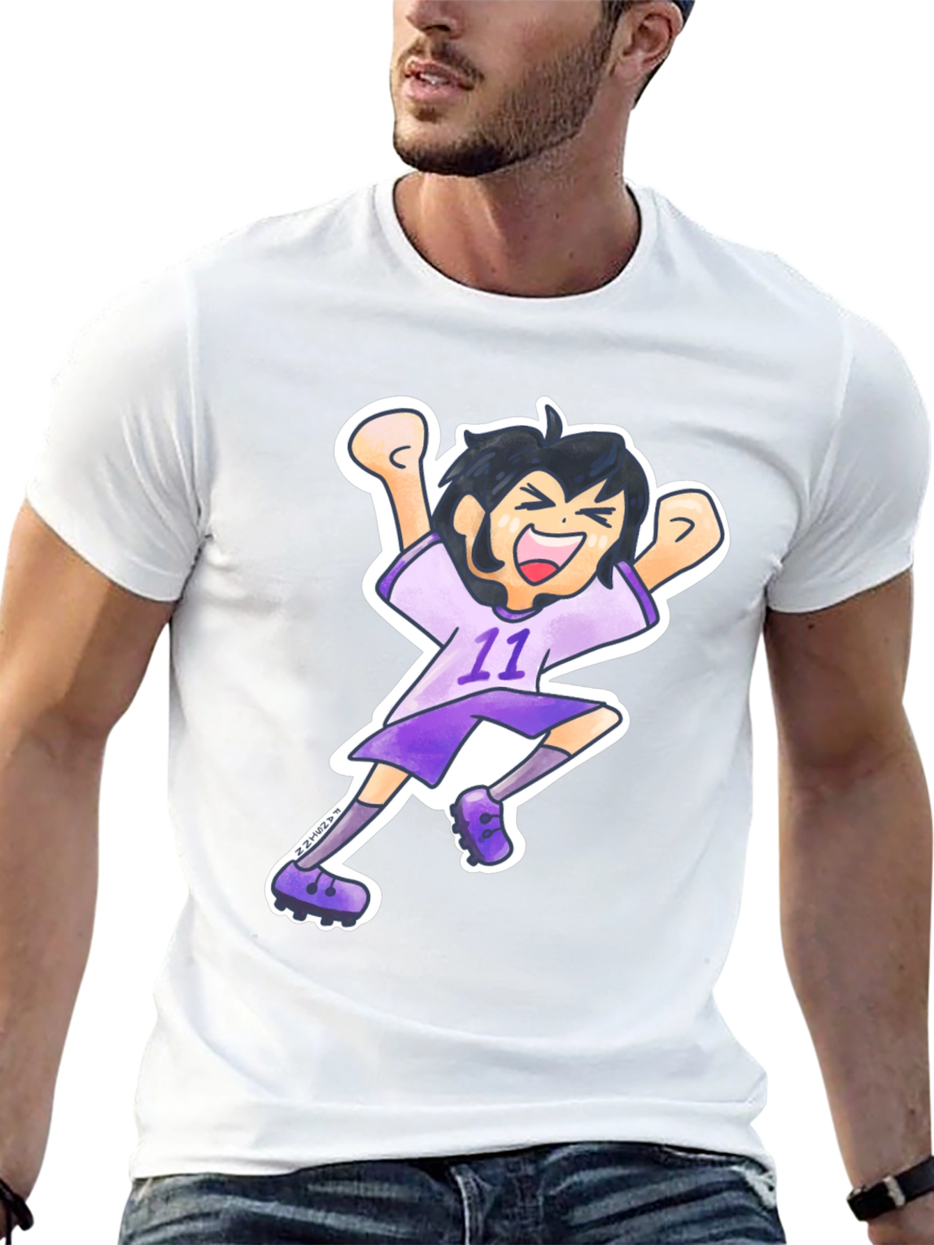 Black Cartoon Soccer Player Graphic Tee view 13