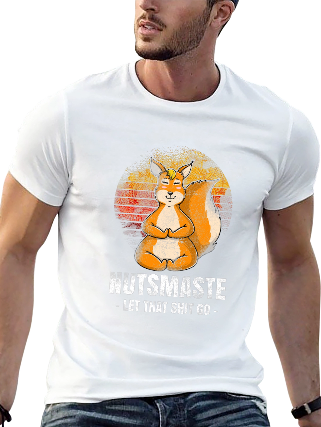 Black Nutsmaste Squirrel T-Shirt - Let That Shit Go - Yoga Squirrel view 13