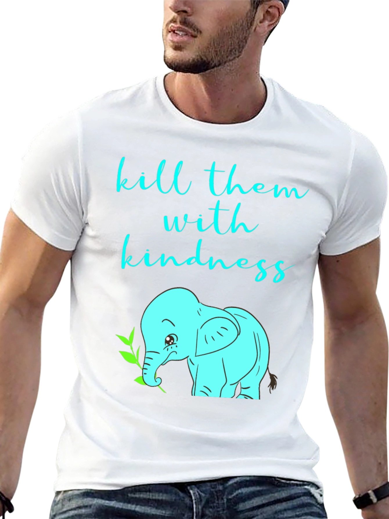 Black Kindness Elephant Graphic Tee - Unisex Soft Cotton T-Shirt view 13