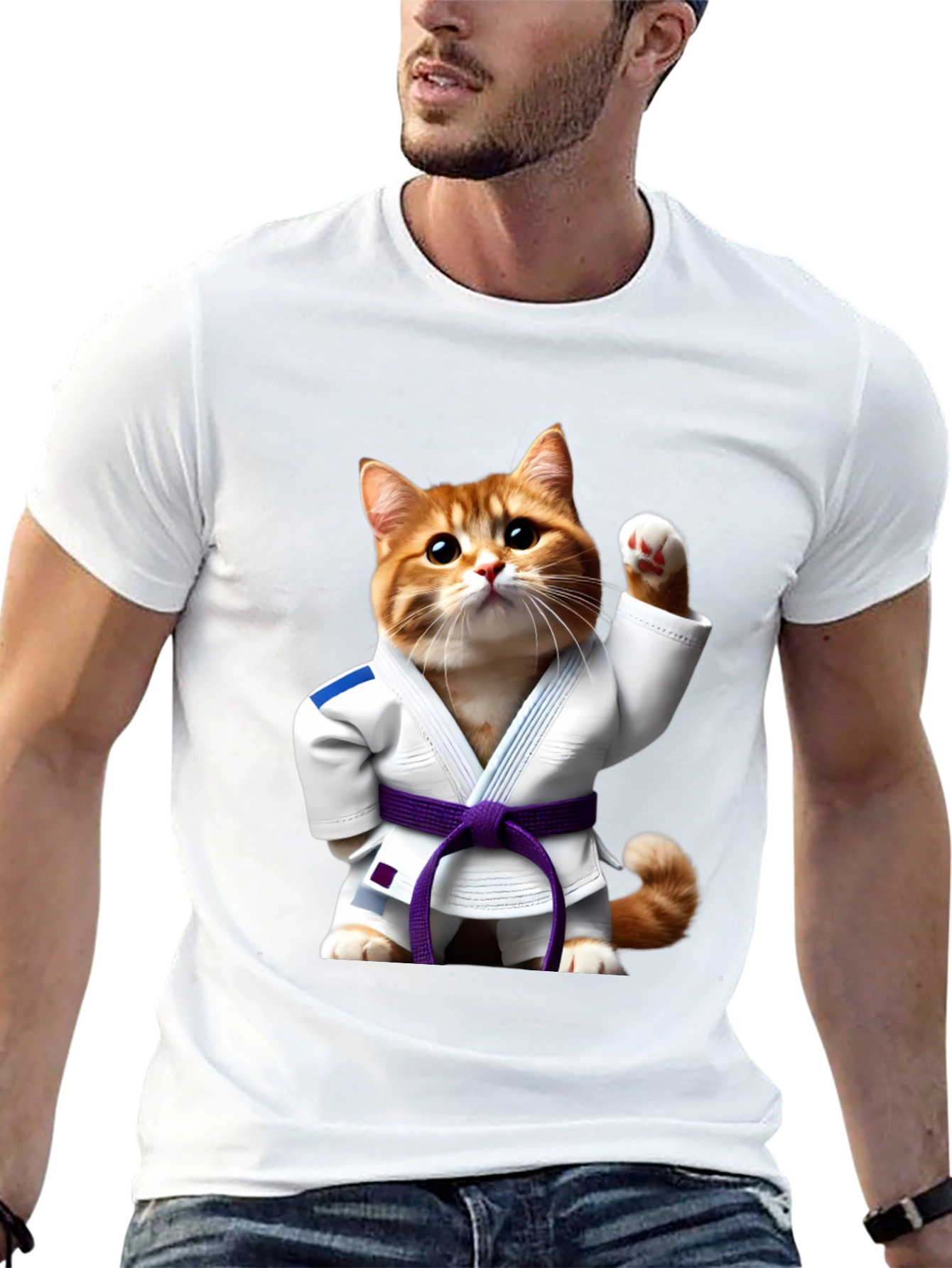 Black Jiu-Jitsu Cat T-Shirt - Martial Arts Kitten Tee view 13