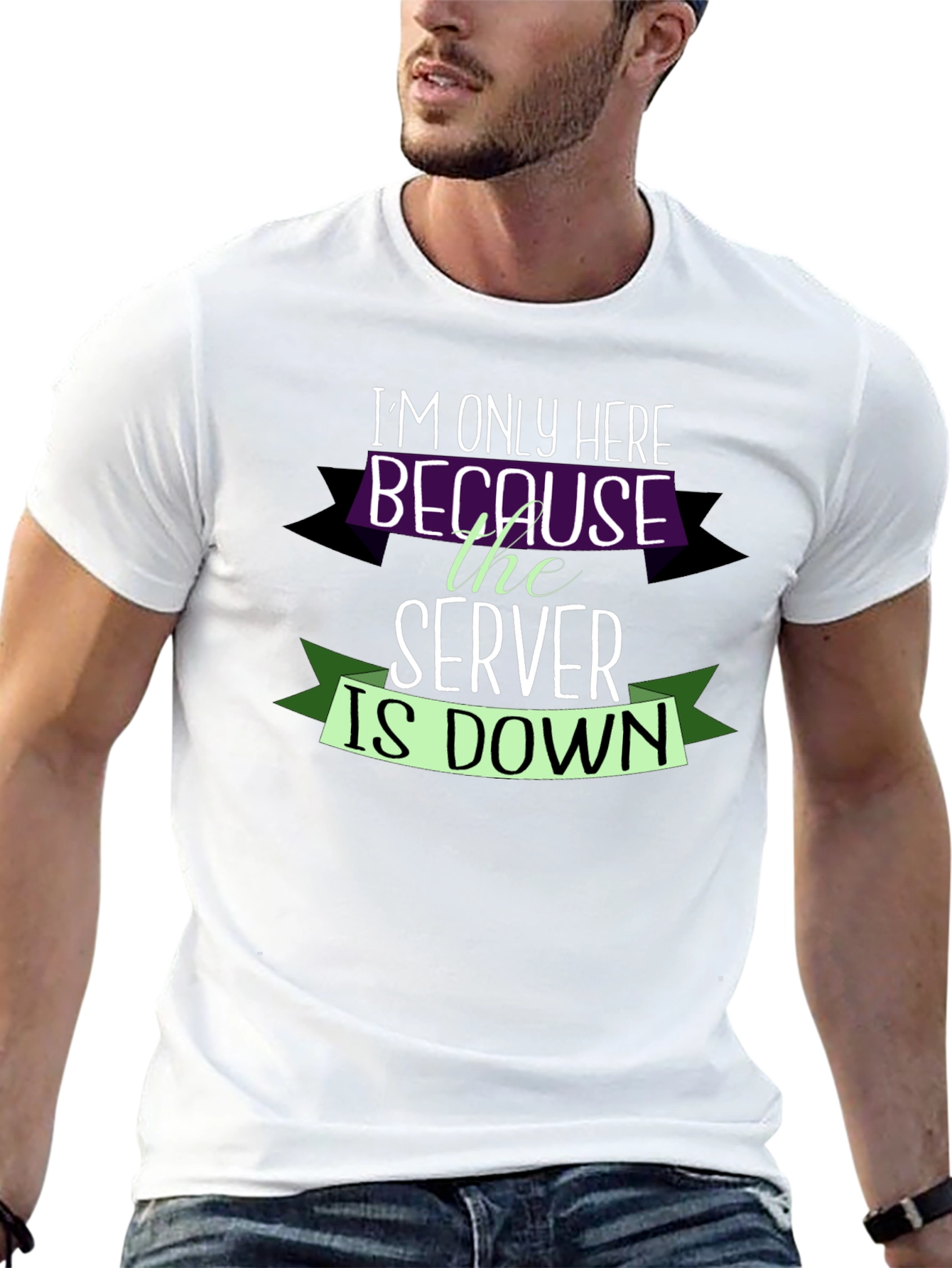 Black Server Down Funny IT T-Shirt view 13