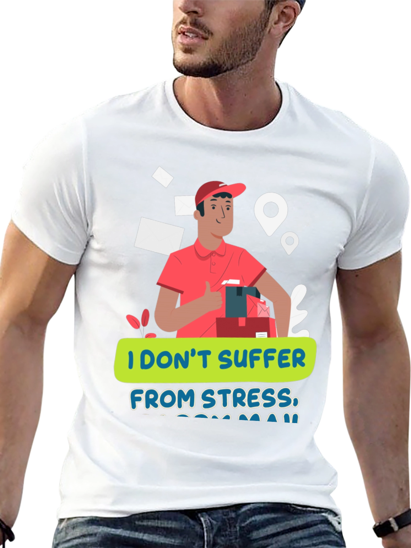 Black Funny Delivery Driver T-Shirt - No Stress Zone view 13