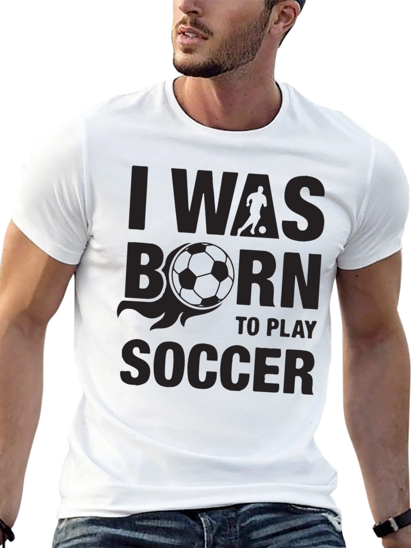 Black Soccer Player T-Shirt - Born To Play view 13