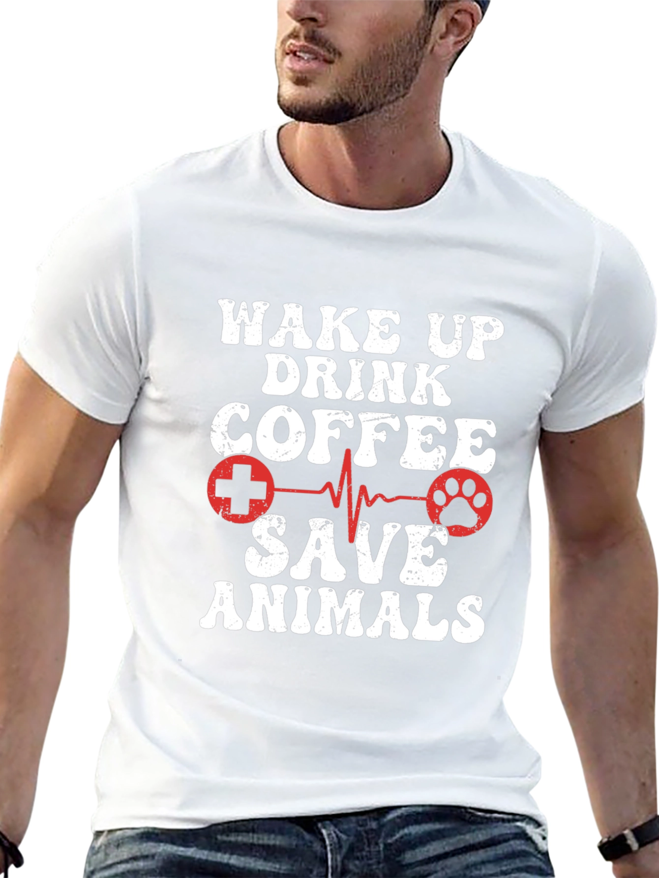 Wake Up Drink Coffee Save Animals Graphic Tee - 13