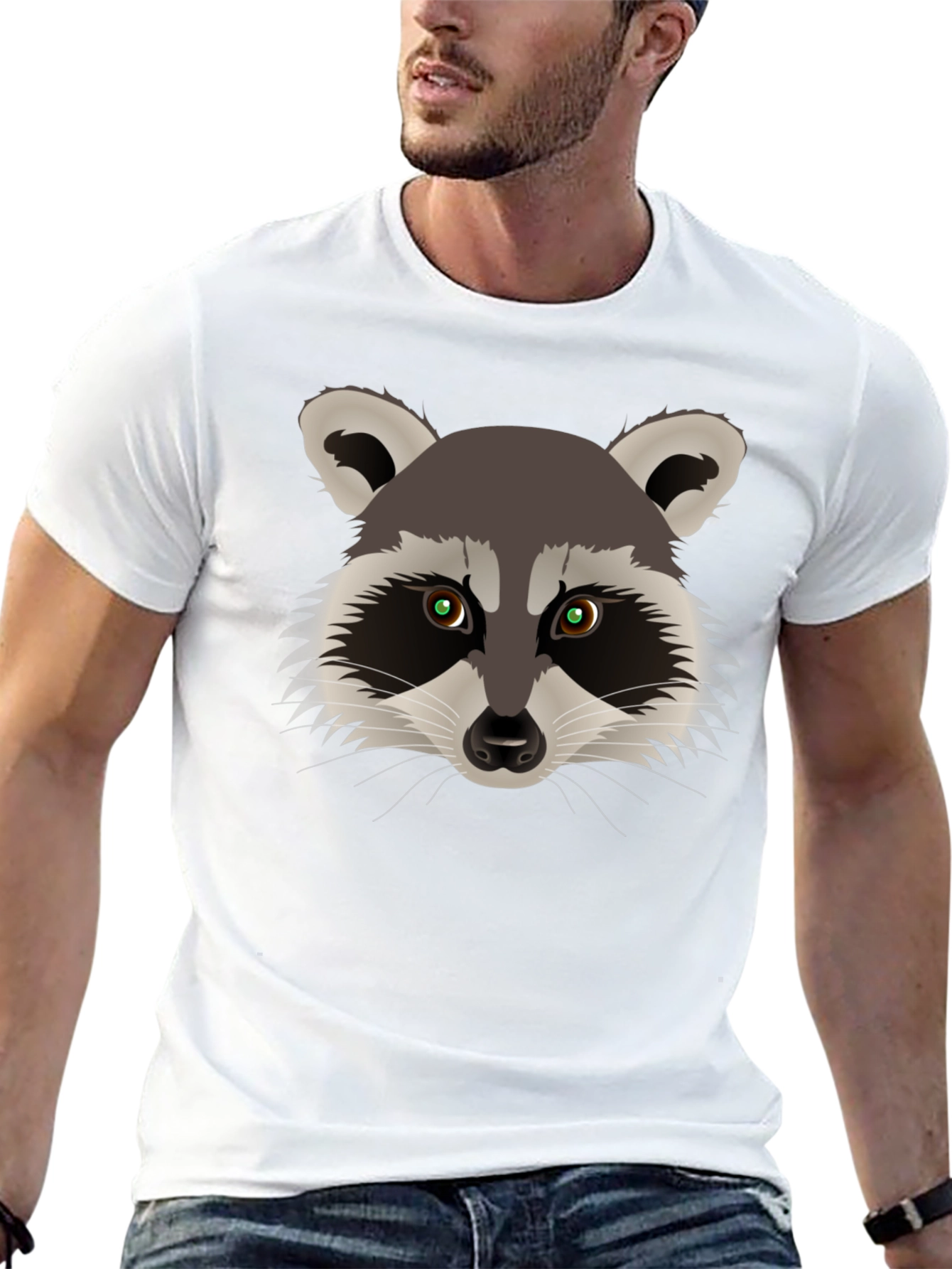 Black Raccoon Graphic Tee -  Unisex Black Cotton T-Shirt view 13