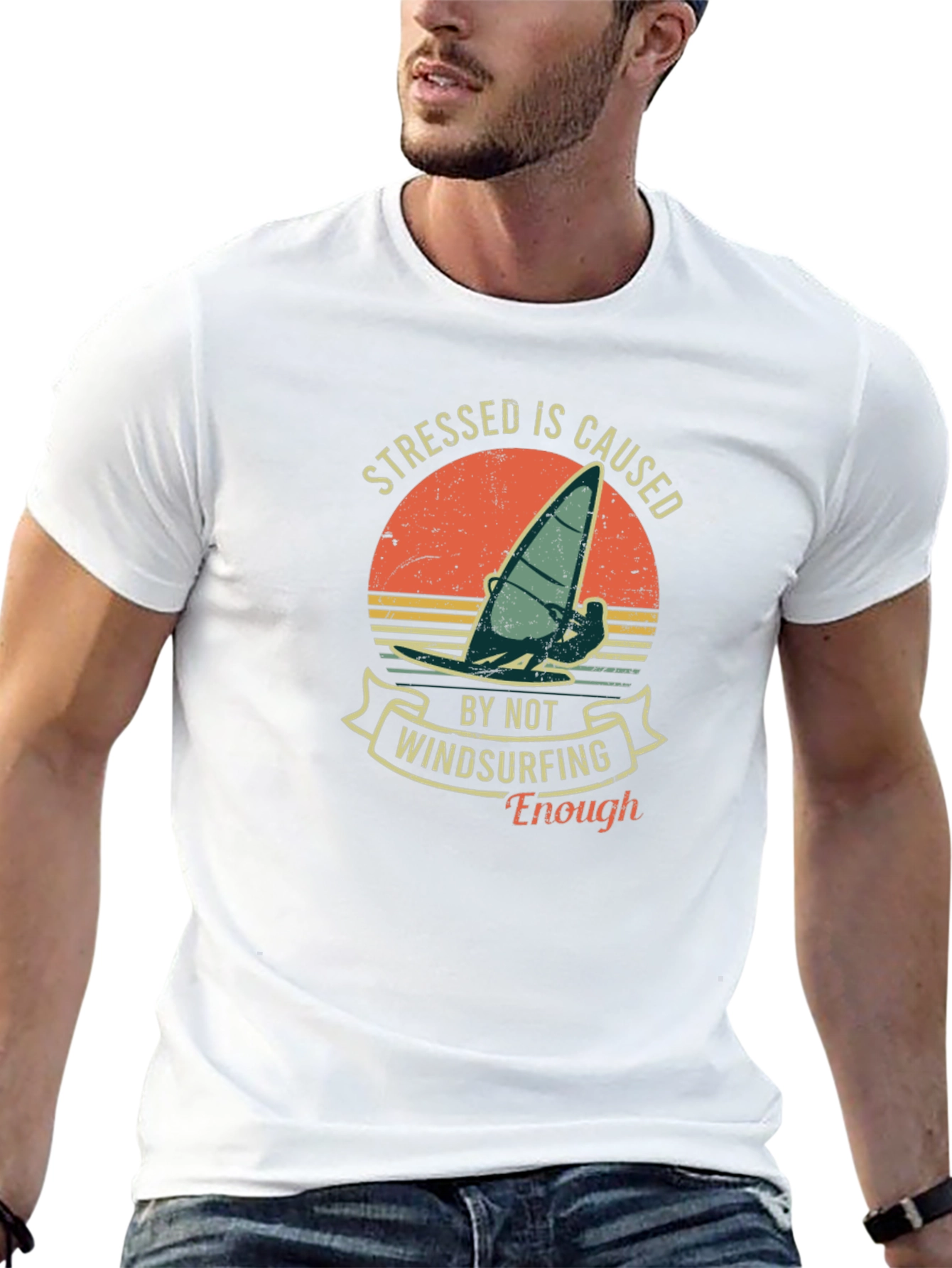 Black Windsurfing T-Shirt: Stressed Is Caused By Not Windsurfing Enough view 13