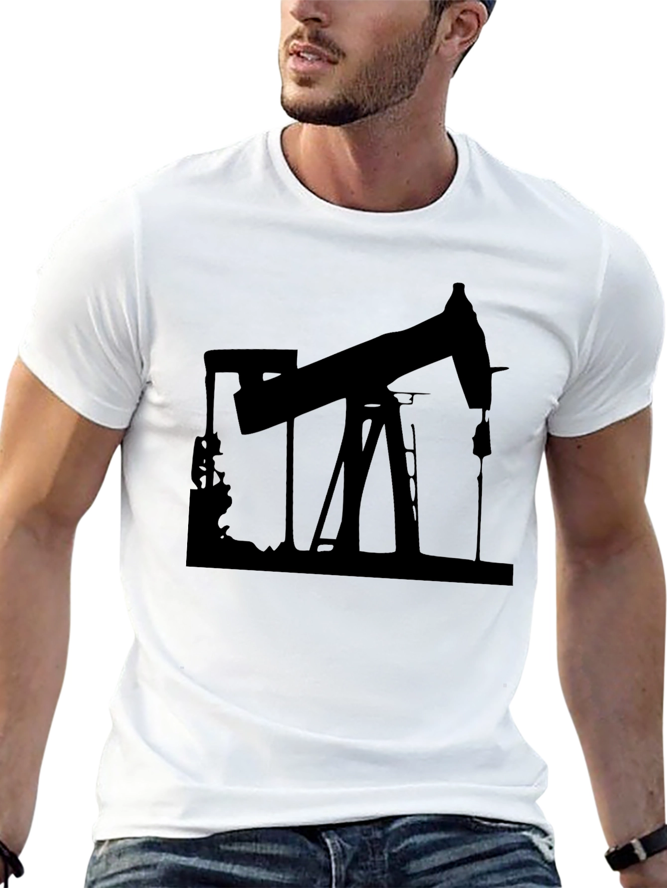 Black Oil Rig Graphic Tee - Black Crew Neck view 13