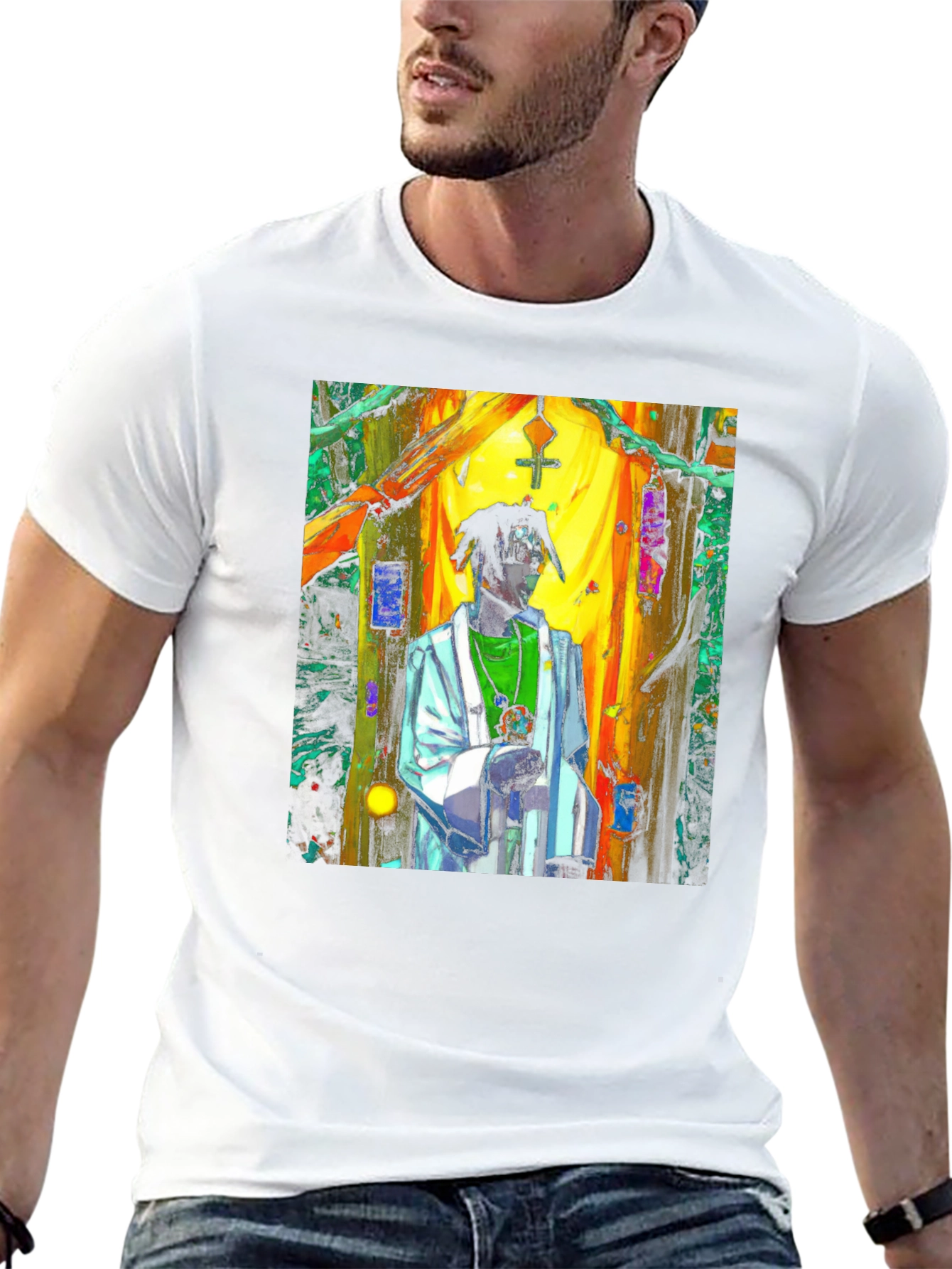 Black Abstract Priest Black T-Shirt Unique Art view 13