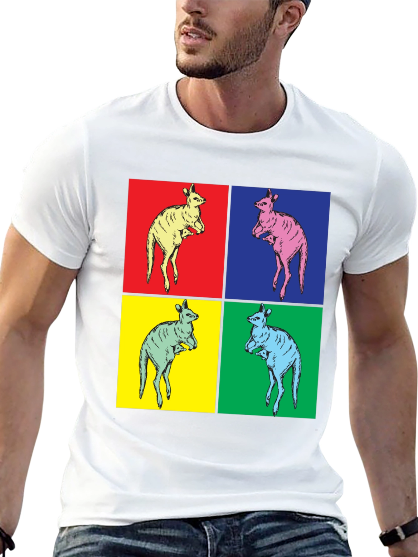 Black Kangaroo Pop Art Black T-Shirt view 13