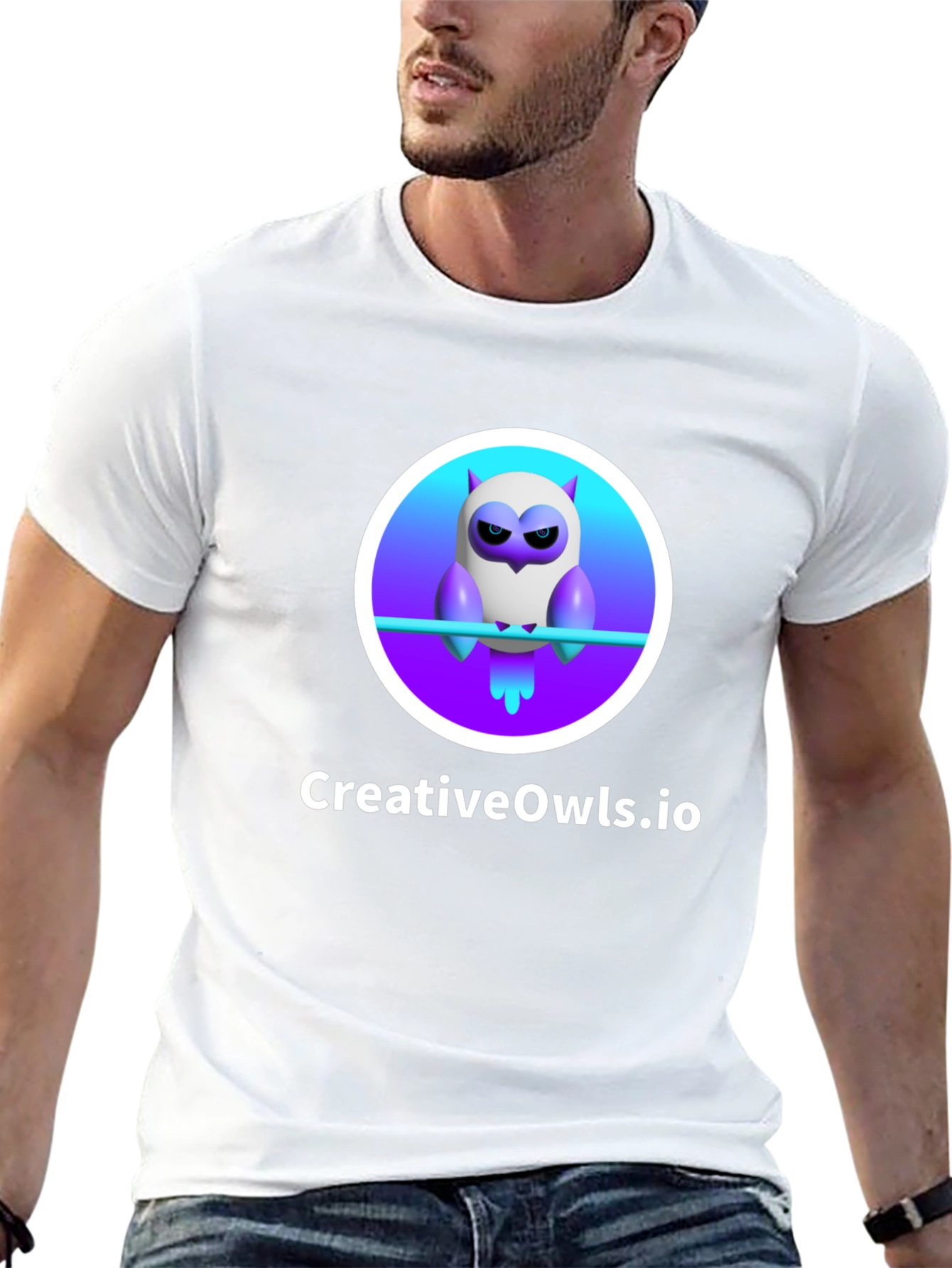 Black CreativeOwls.io T-Shirt view 13