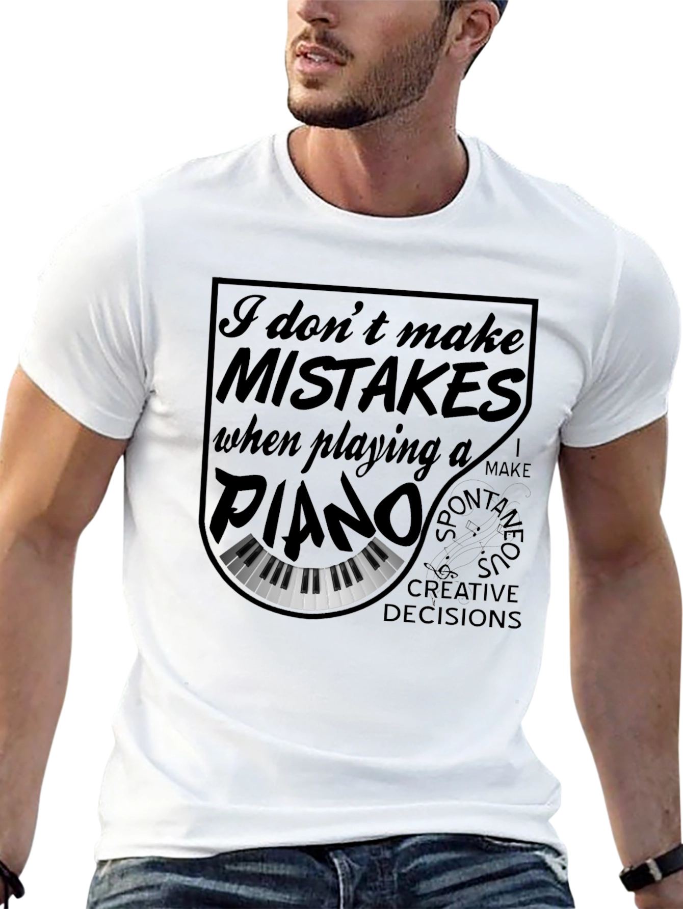 Black Piano Player T-Shirt - I Don't Make Mistakes Funny Musician Tee view 13