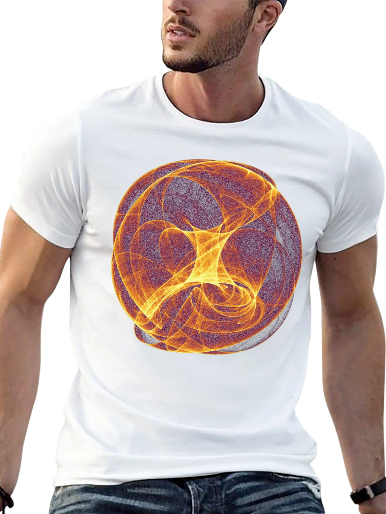 Black Abstract Sphere Graphic Black T-Shirt view 13