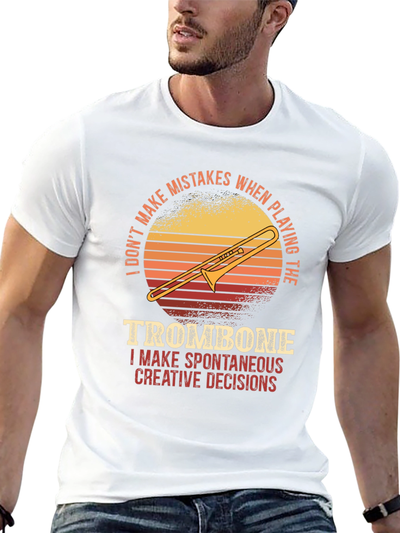 Black Trombone Player Graphic Tee - Spontaneous Creative Decisions view 13