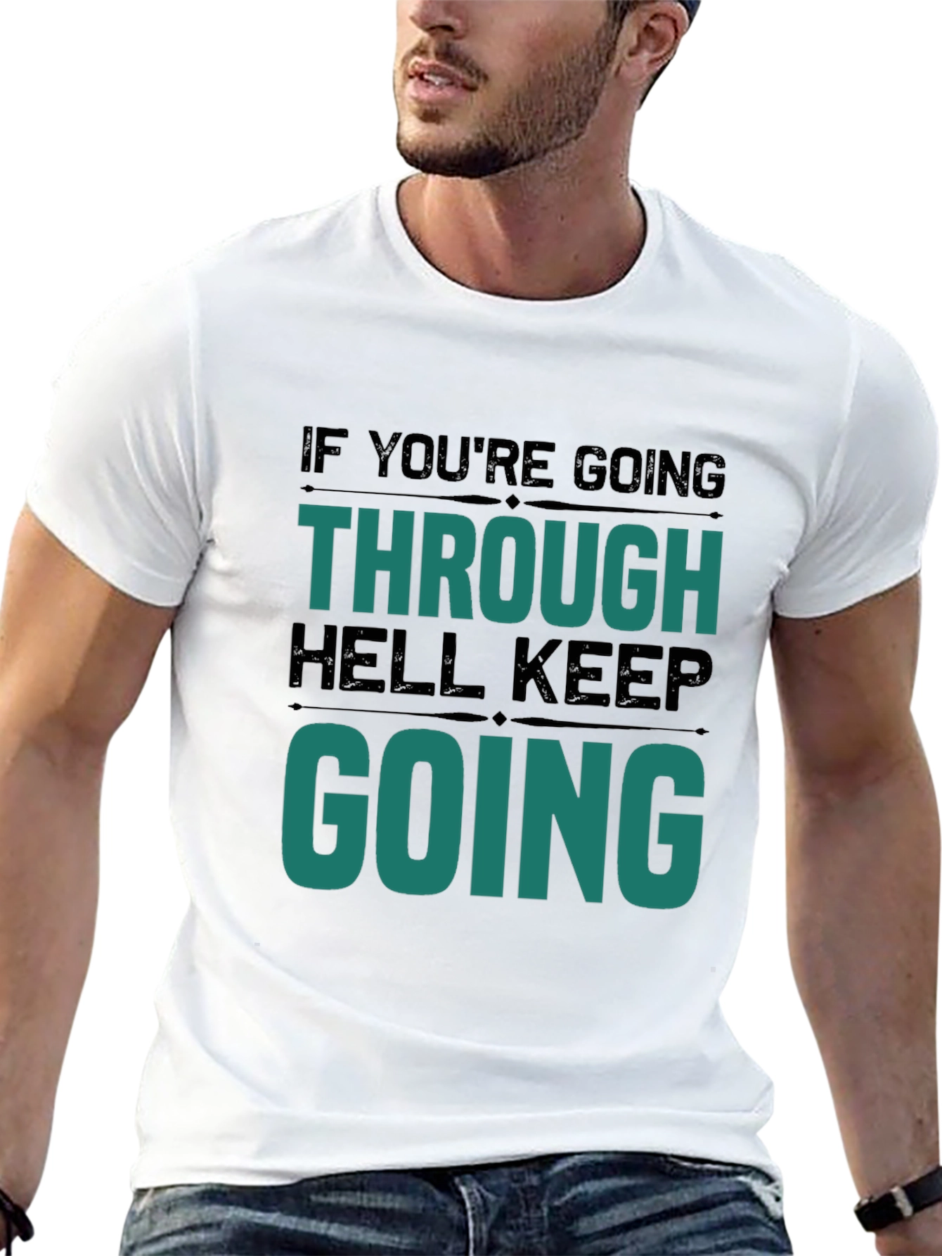 Black Motivational Graphic T-Shirt - Keep Going view 13